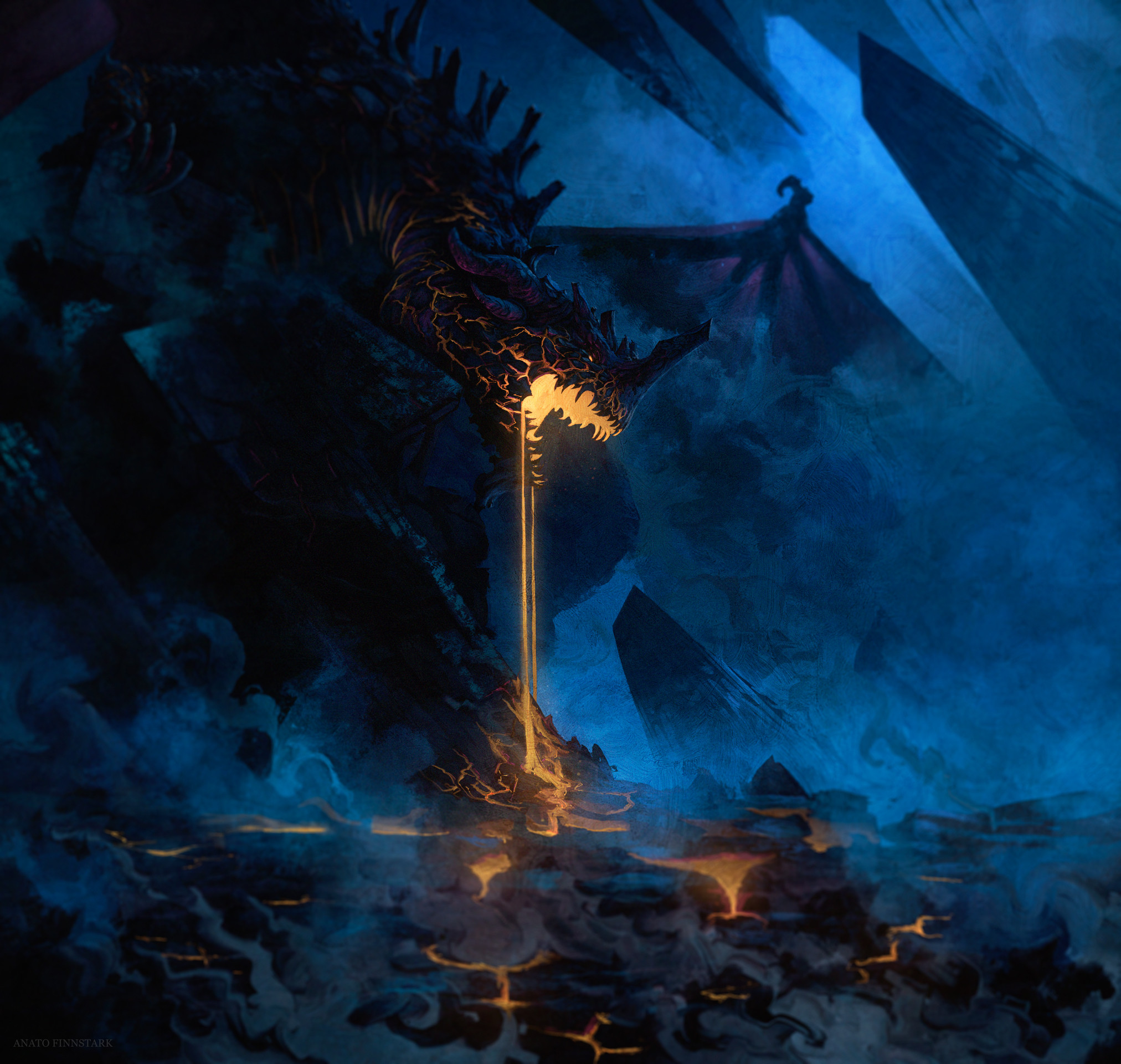 General 2024x1920 fantasy art lava dragon cave digital art Anato Finnstark