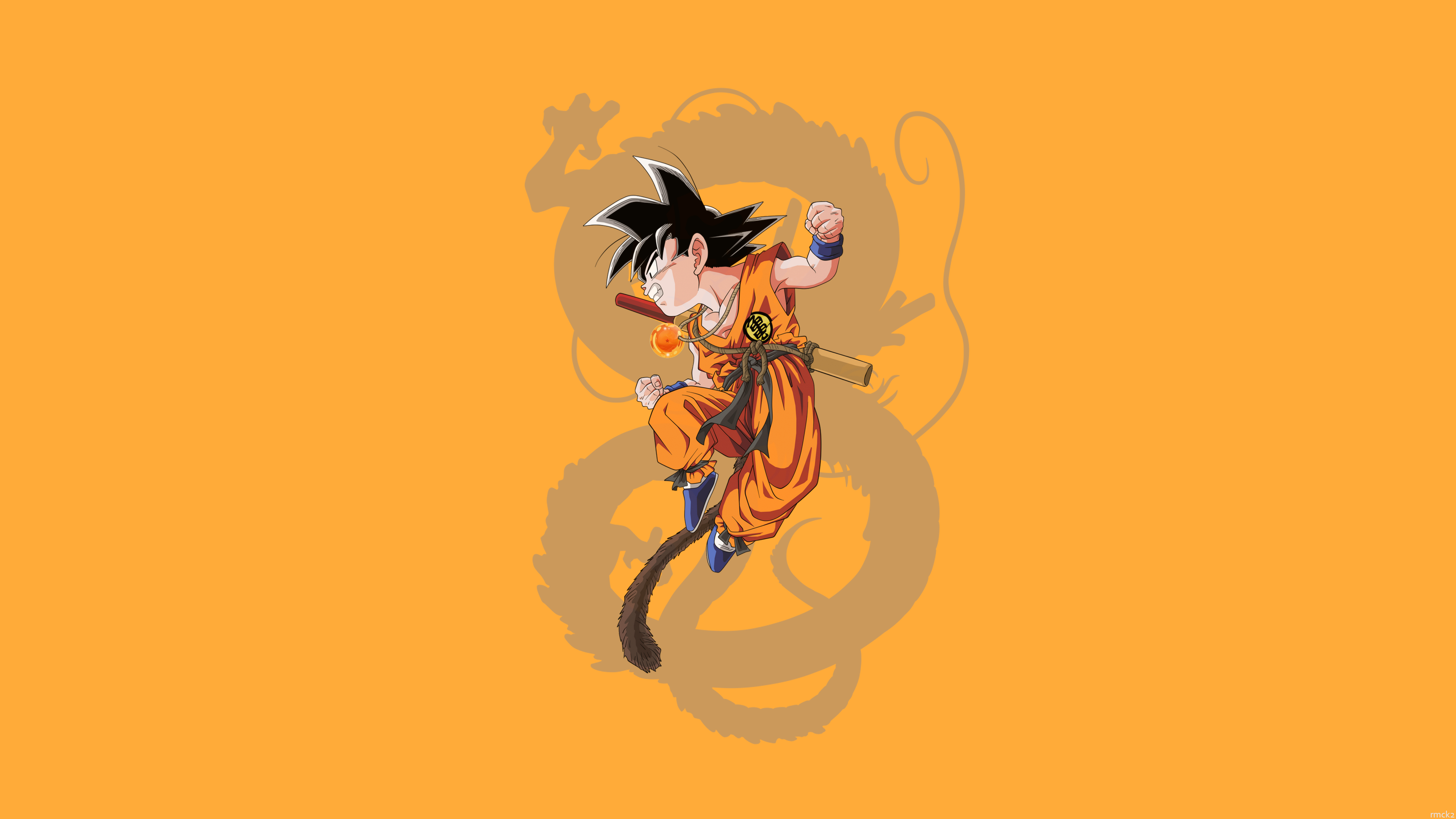 Anime 3840x2160 Dragon Ball Dragon Ball Z dragon minimalism orange background simple background Son Goku