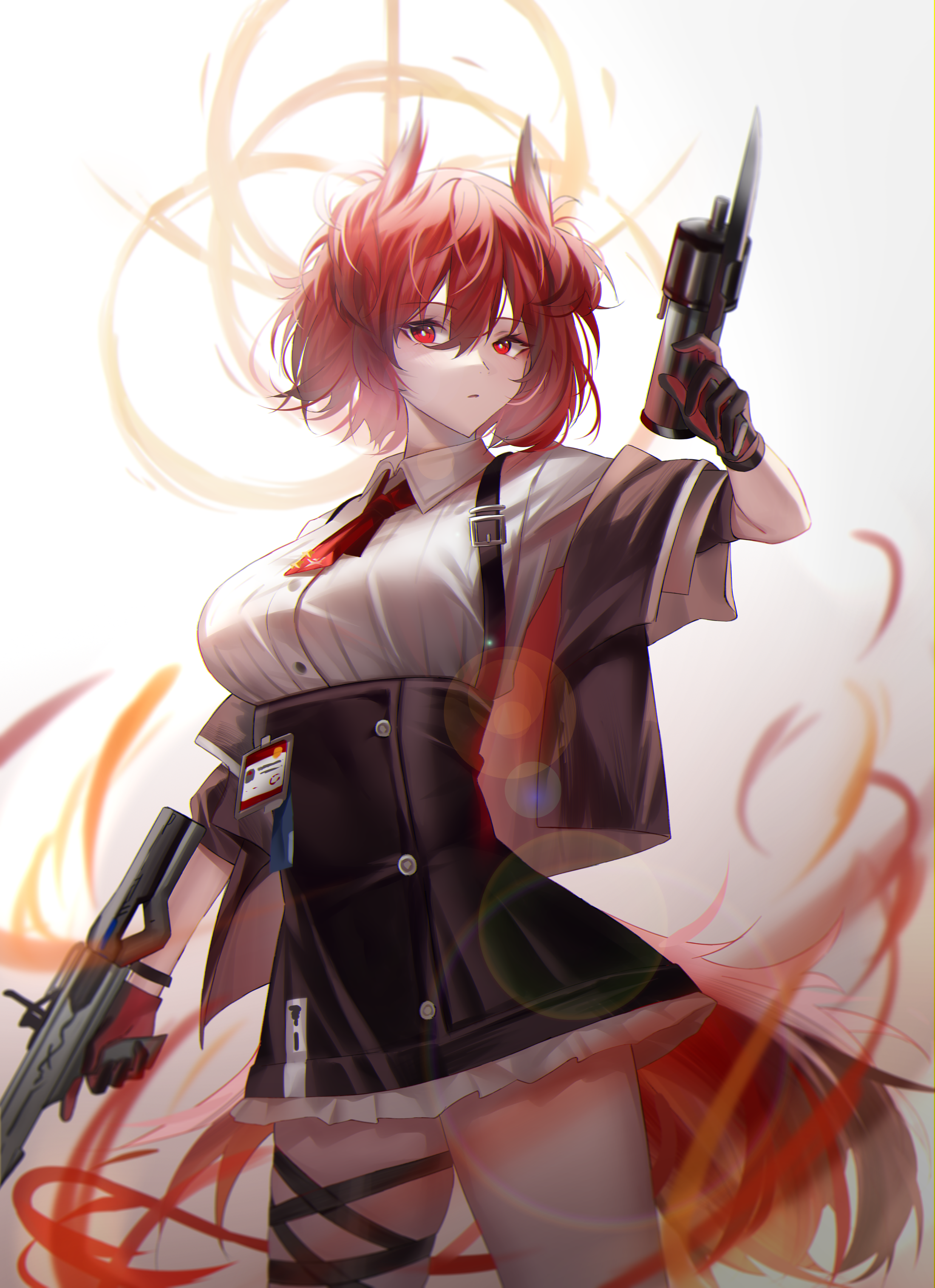 Anime 2200x3032 Arknights anime girls redhead red eyes gun girls with guns gloves Fiammetta (Arknights)