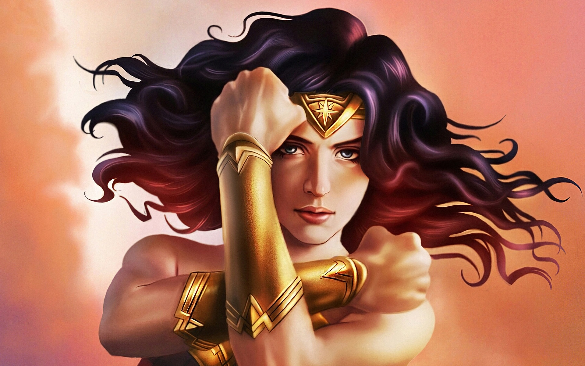 General 1920x1200 Wonder Woman superheroines DC Comics digital art closeup