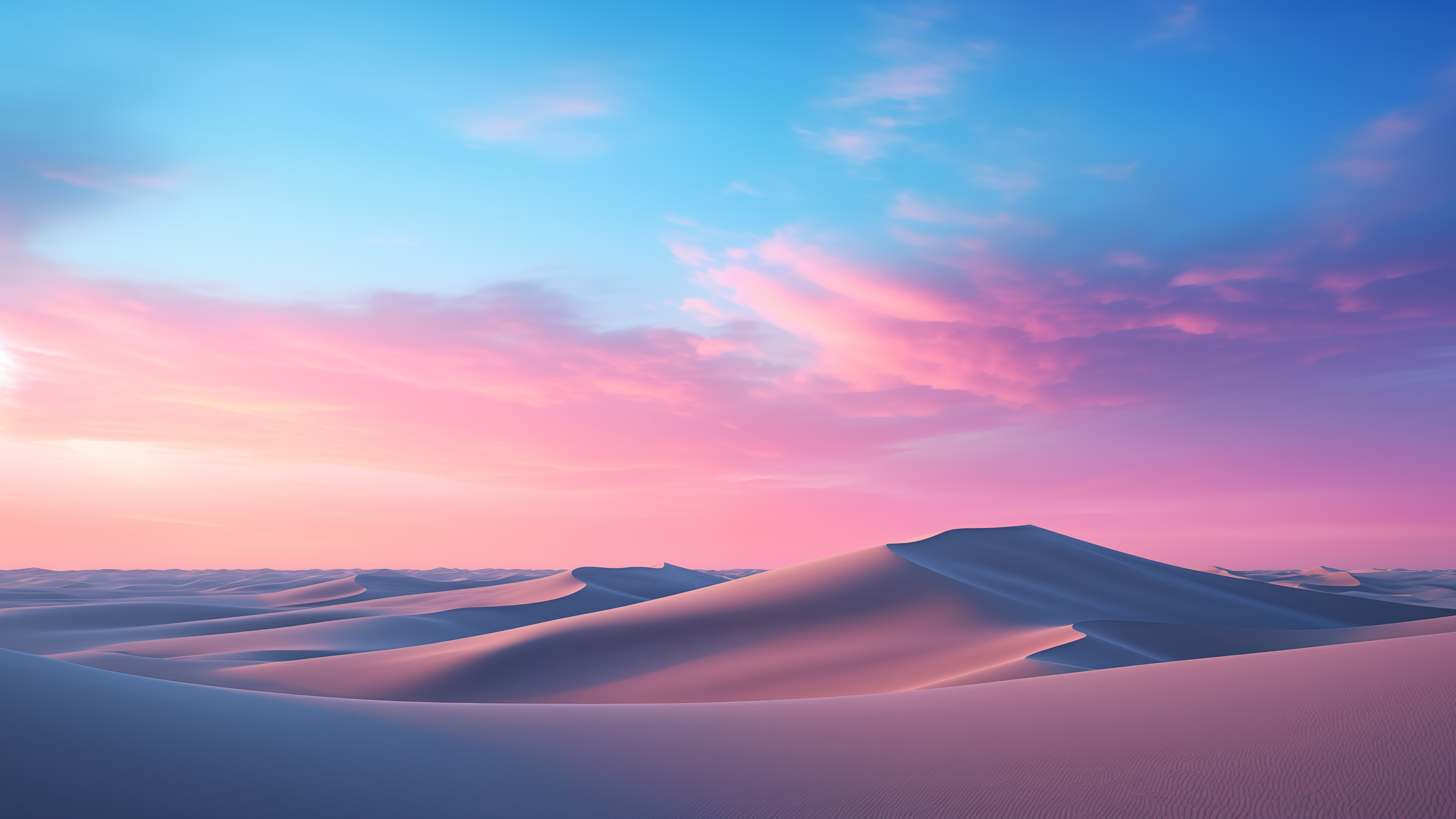 General 3840x2160 desert Blue hour sand dunes clouds digital art AI art sky sunlight landscape