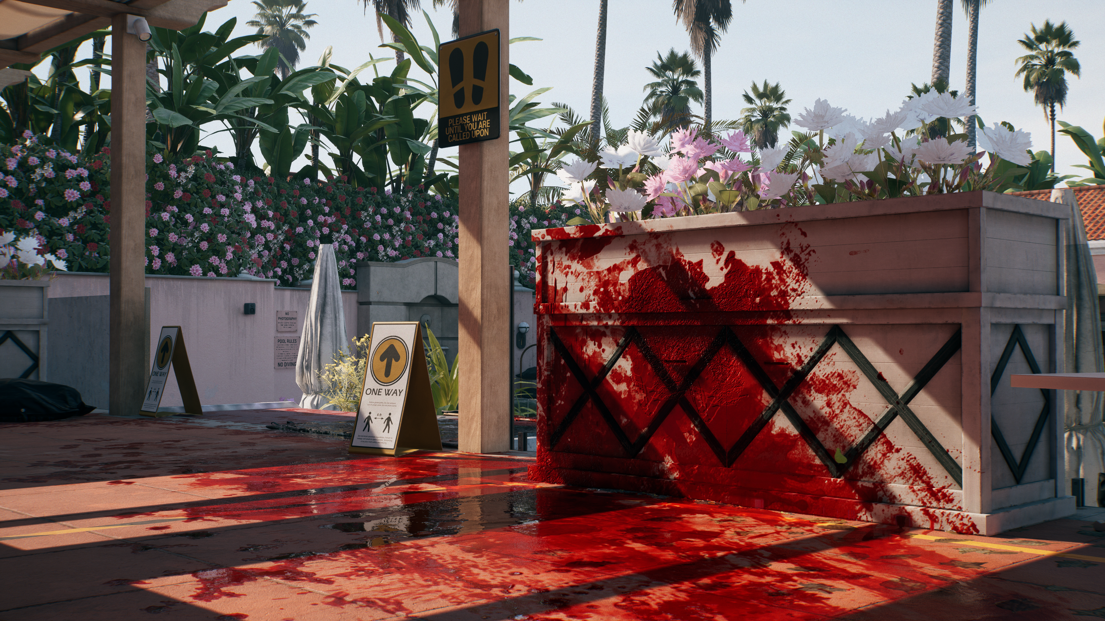 General 3840x2160 Dead Island 2 Nvidia RTX video games CGI blood leaves flowers palm trees gore