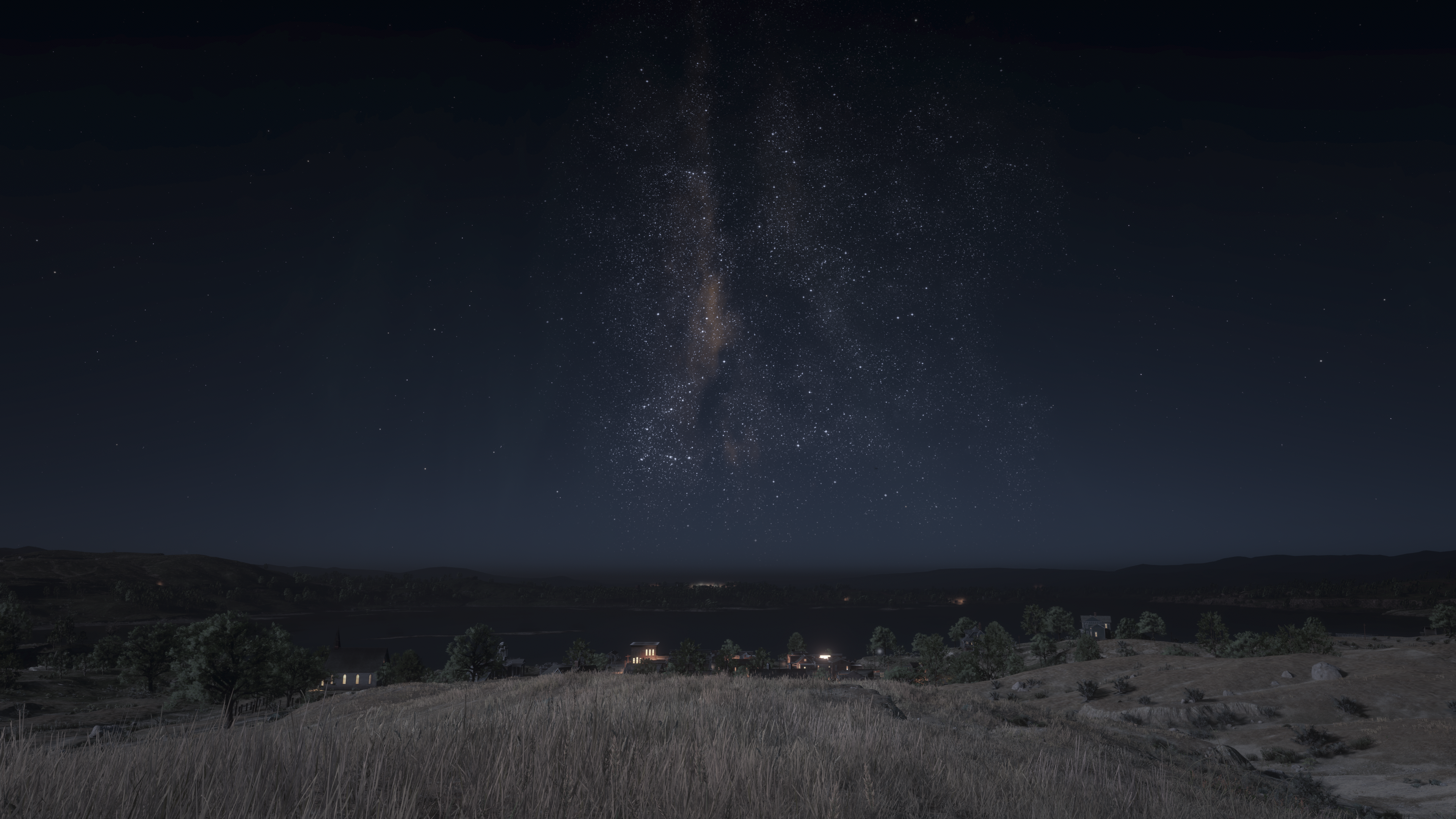 General 3840x2160 Red Dead Redemption 2 nature landscape video games stars sky simple background minimalism trees