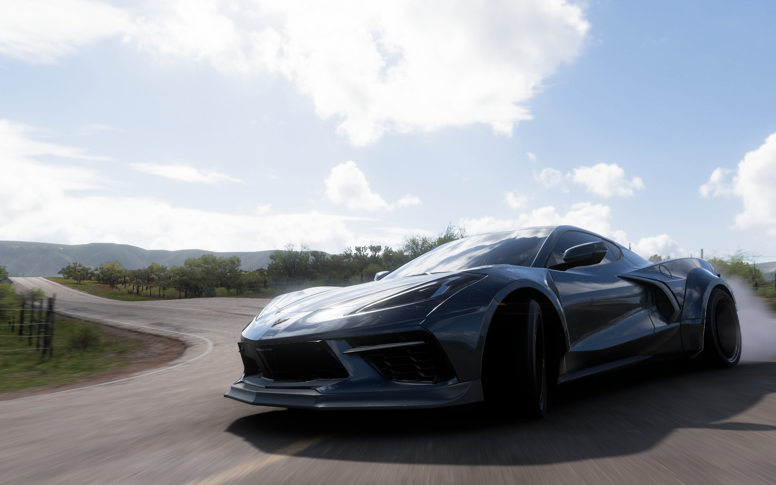 General 2560x1600 Forza Forza Horizon 5 screen shot Corvette car video games frontal view clouds sky CGI road