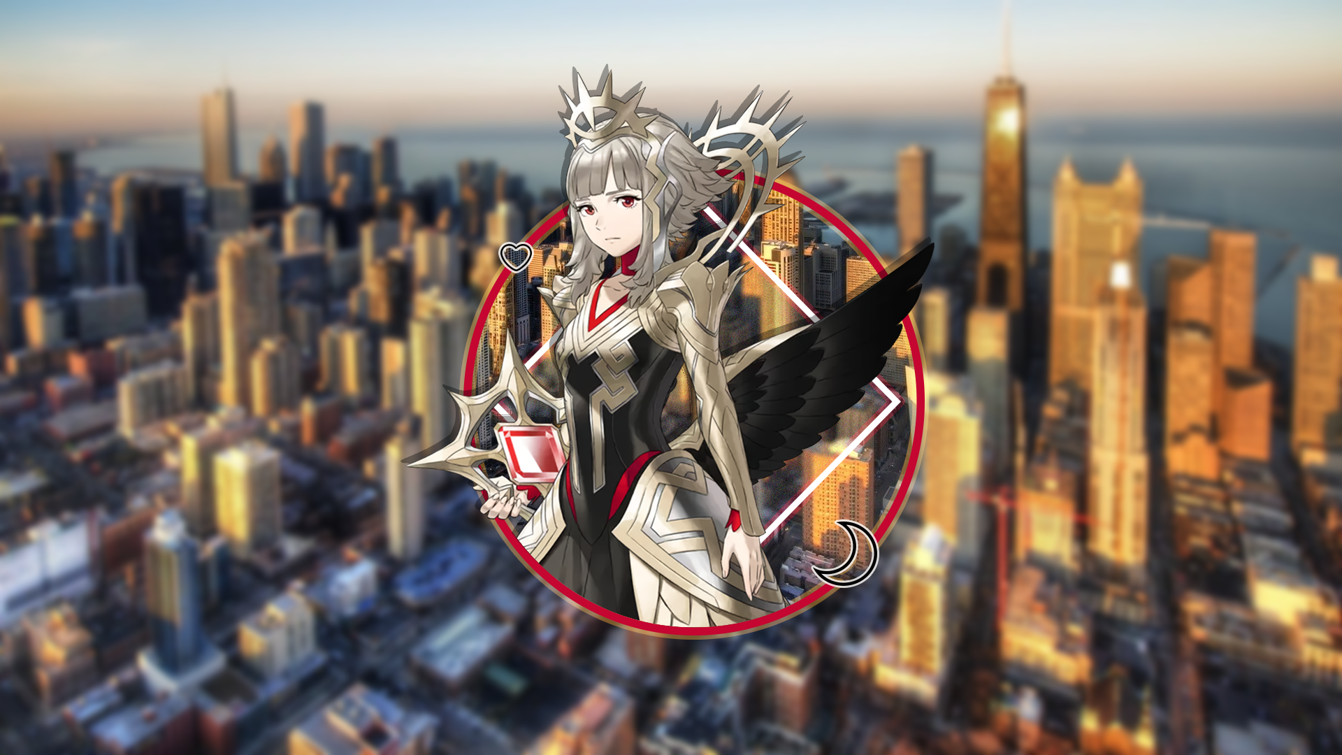 Anime 1920x1080 picture-in-picture anime girls Fire Emblem urban New York City skyscraper sunrise cityscape city