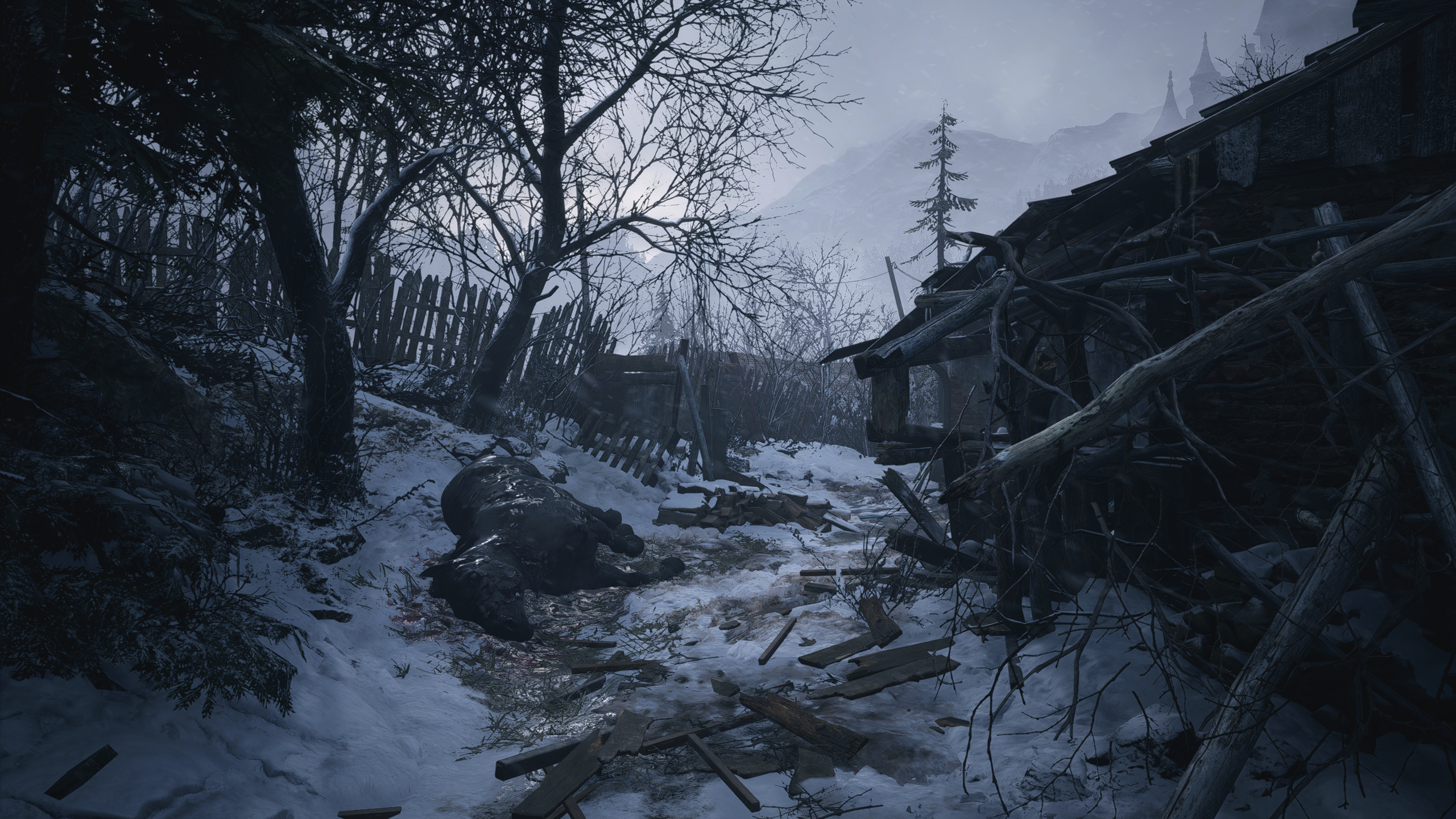 General 2560x1440 Resident Evil 8: Village video games CGI hose snow trees