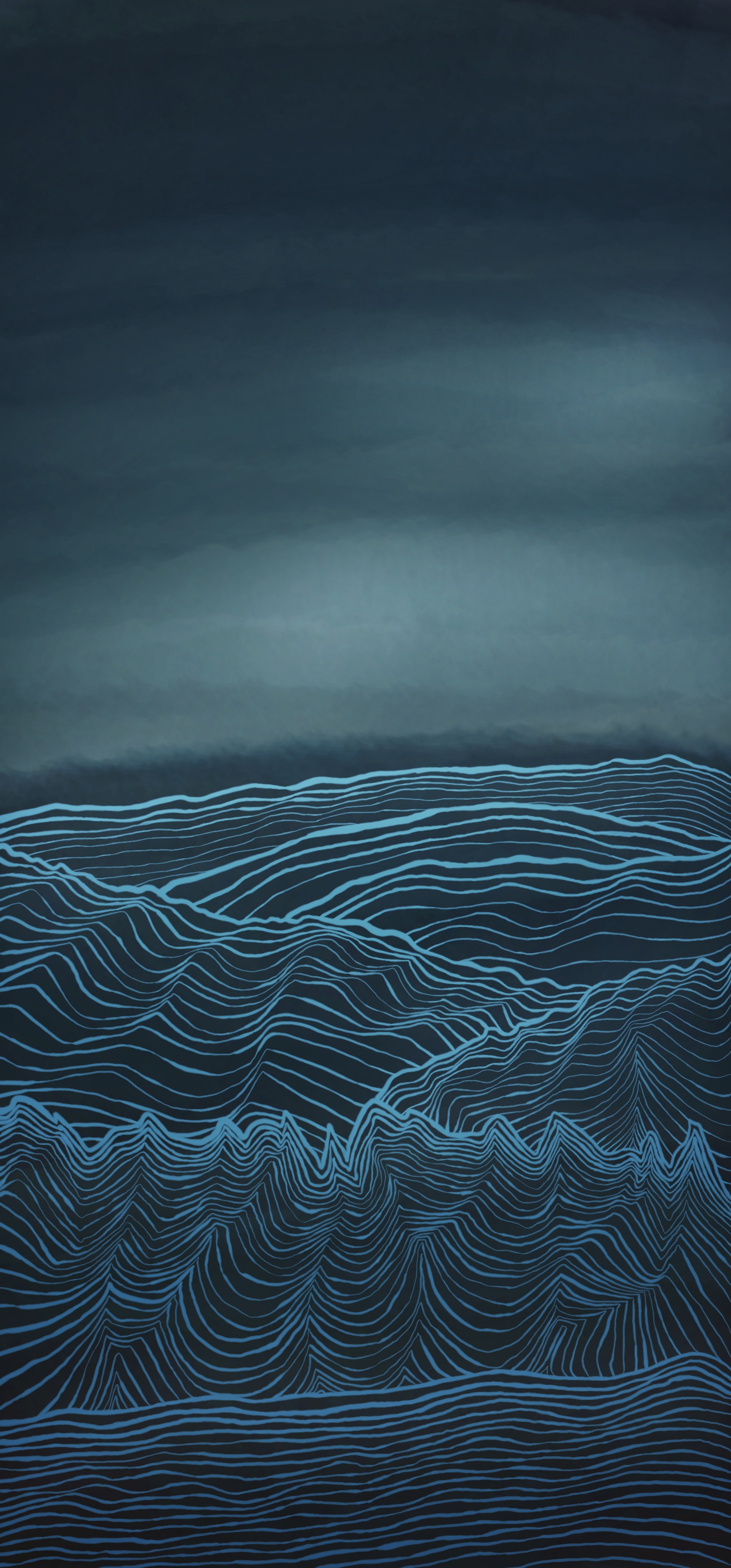 General 1440x3088 portrait display blue abstract waves water
