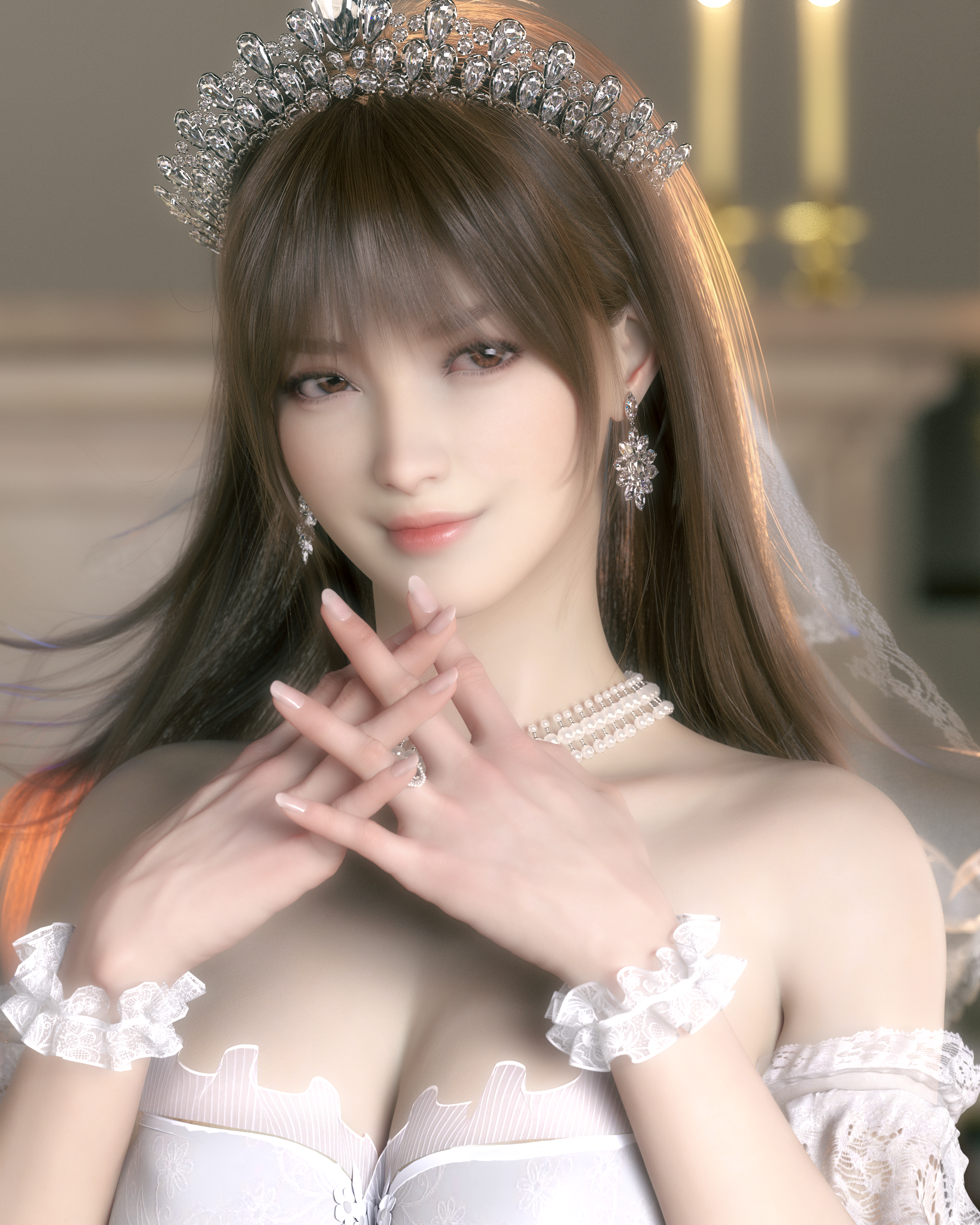 Anime 1638x2048 Kasumi (Dead or Alive) hxwxrf CGI video game girls video game characters Dead or Alive wedding dress portrait display