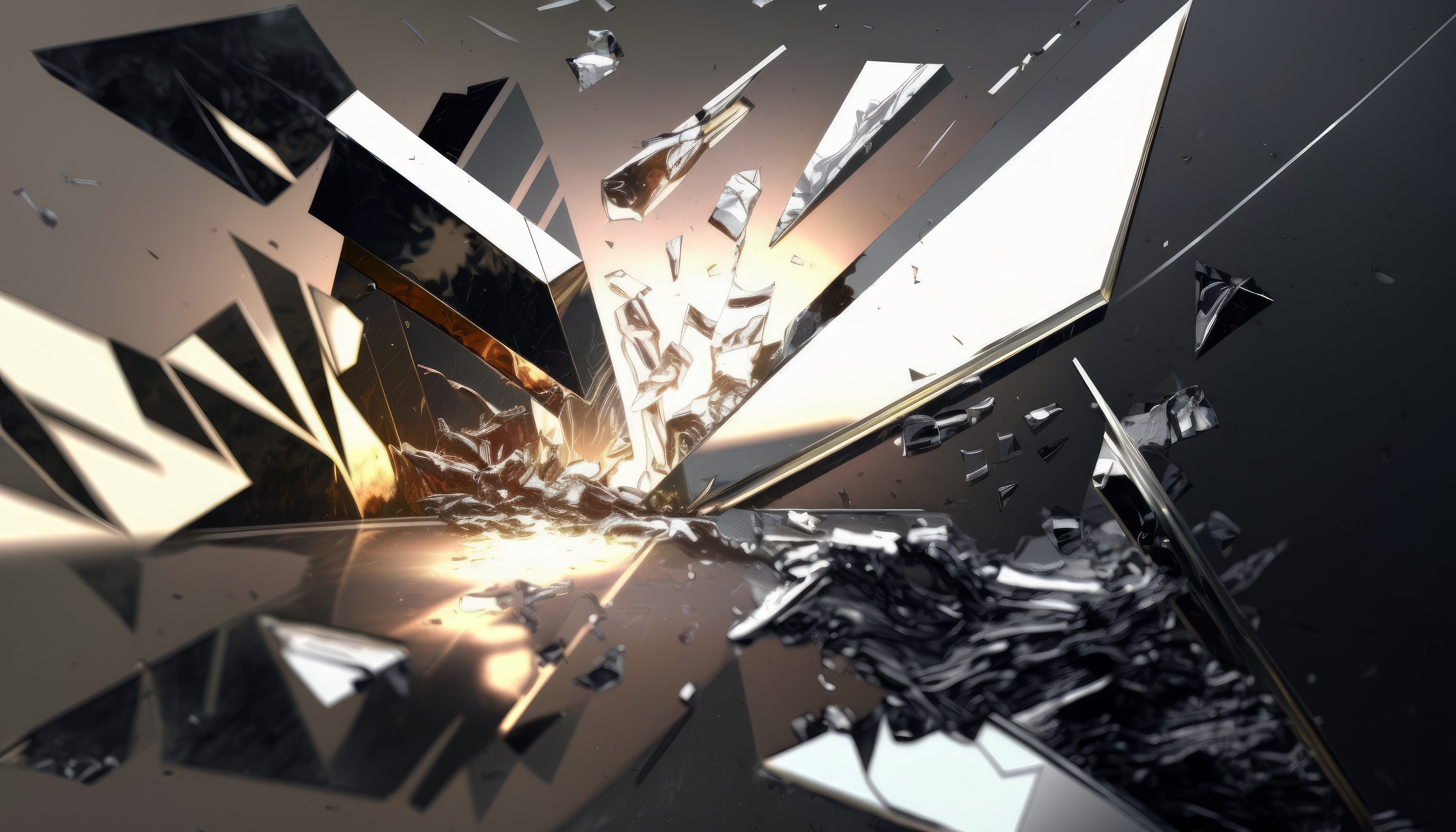 General 4579x2616 AI art abstract shards explosion broken glass