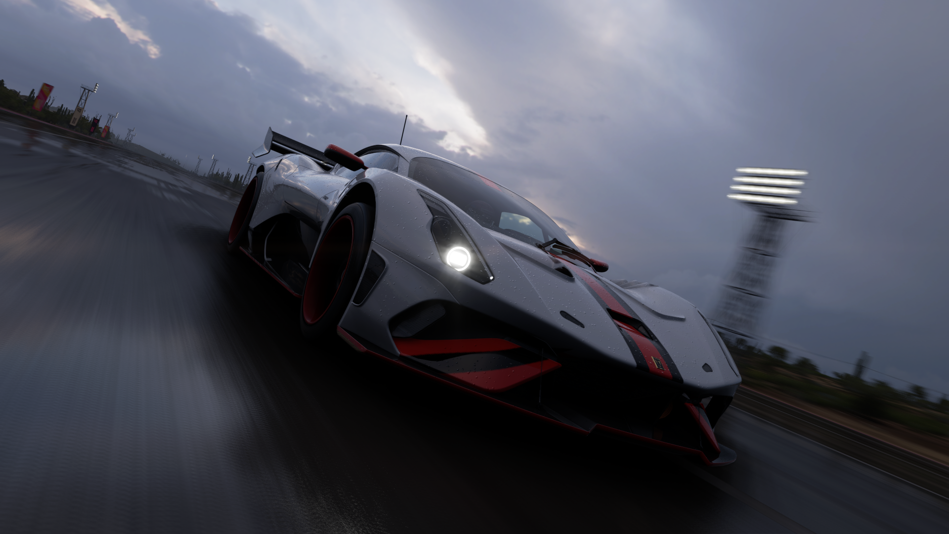 General 1920x1080 Forza Horizon 5 screen shot PC gaming Hypercar video games PlaygroundGames CGI frontal view vehicle car video game art clouds sky road headlights Hennessey Hennessey Venom F5 driving American cars