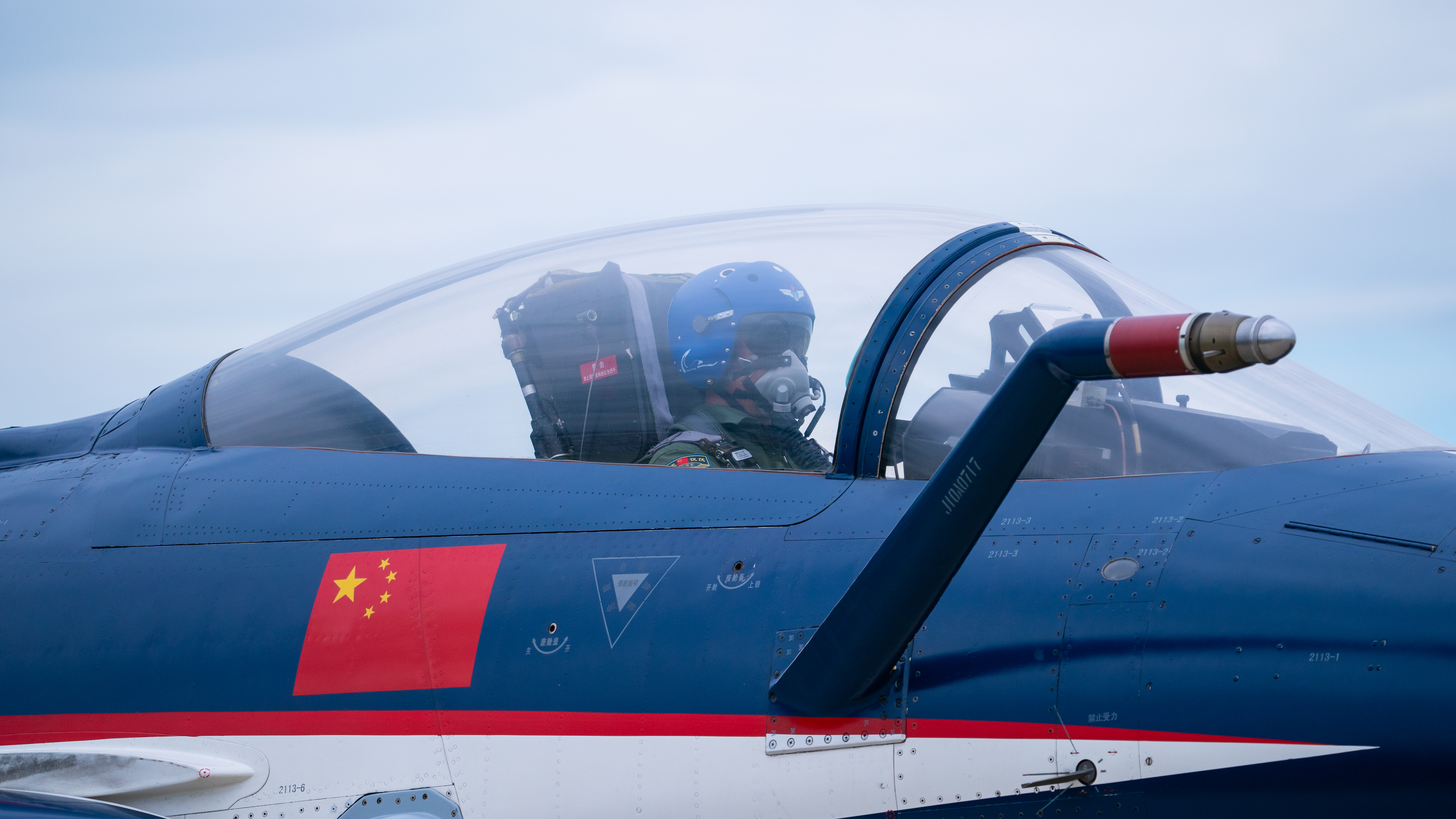 General 3840x2160 PLAAF chengdu J-10 military vehicle pilot military aircraft clouds sky helmet flag Chinese flag flight helmet fighter pilot outfit cockpit