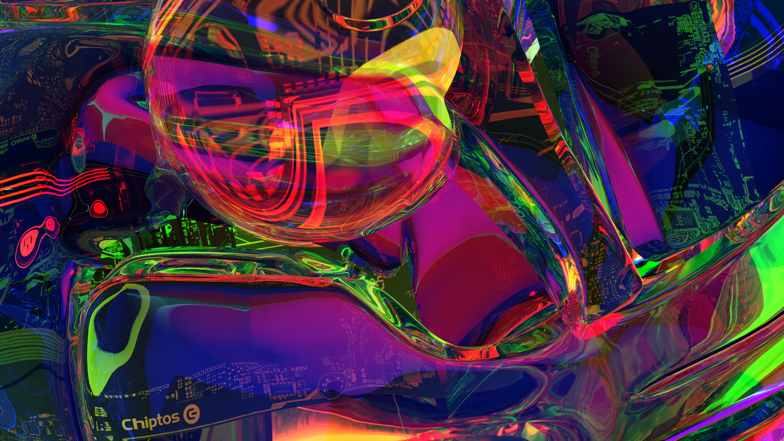 General 2560x1440 glass design abstract 3D Abstract computer PC cases PC build motherboards computer parts colorful technology digital art