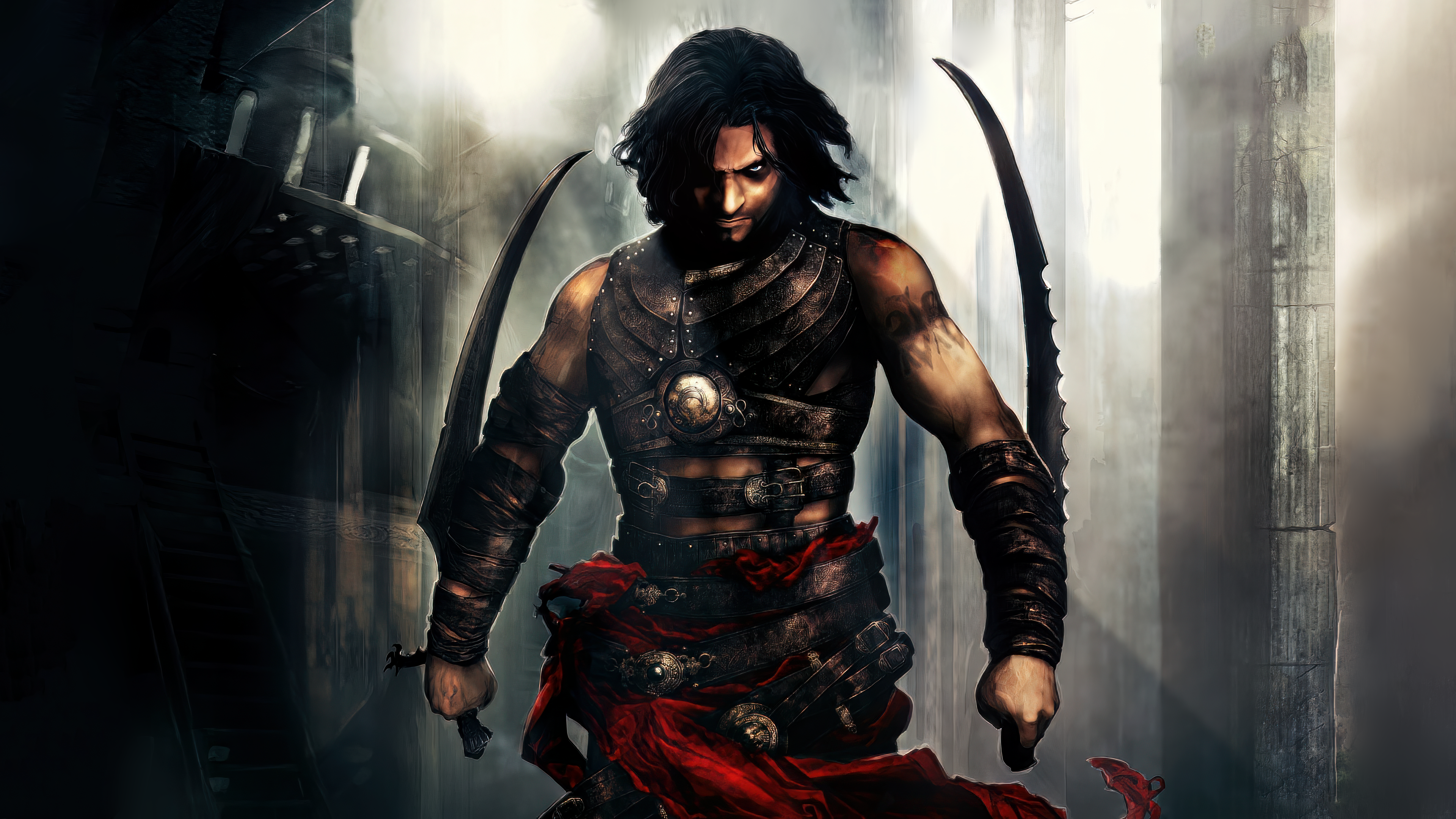 General 3840x2160 Prince of Persia weapon smiling looking at viewer video game characters video games AI art 4K Prince of Persia: Warrior Within photoshopped
