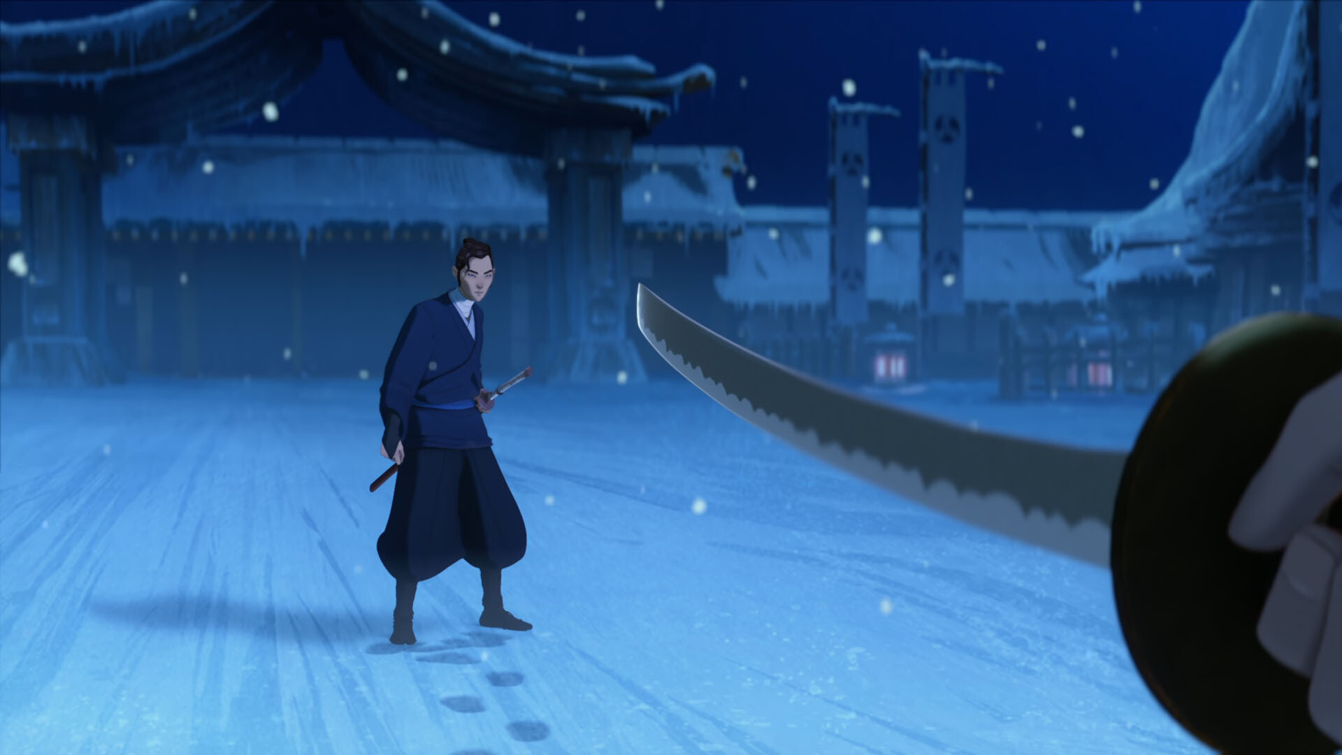 Anime 1920x1080 Netflix TV Series Japan Blue Eye Samurai women with swords snow