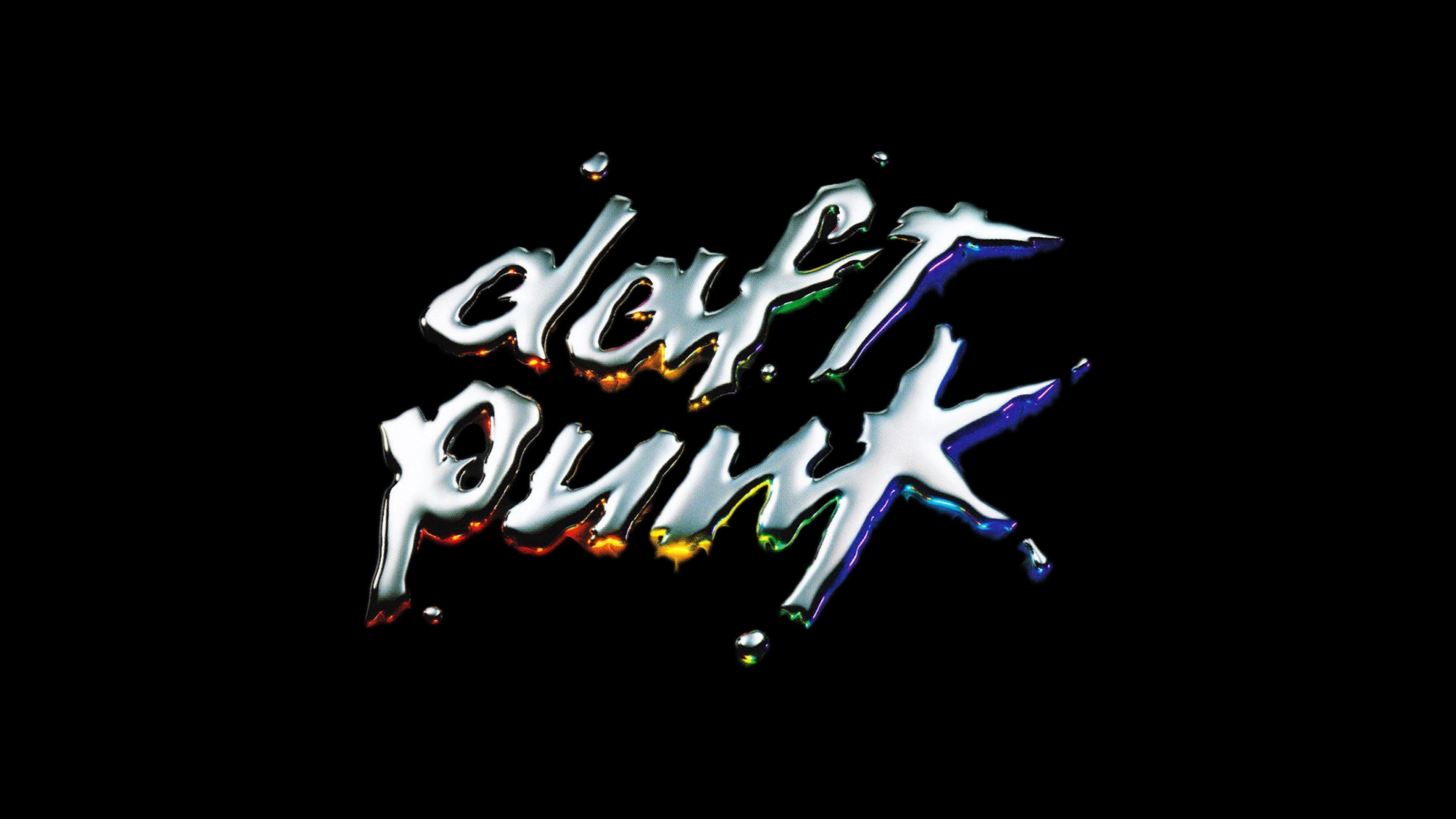 General 3840x2160 Daft Punk music album covers typography black background