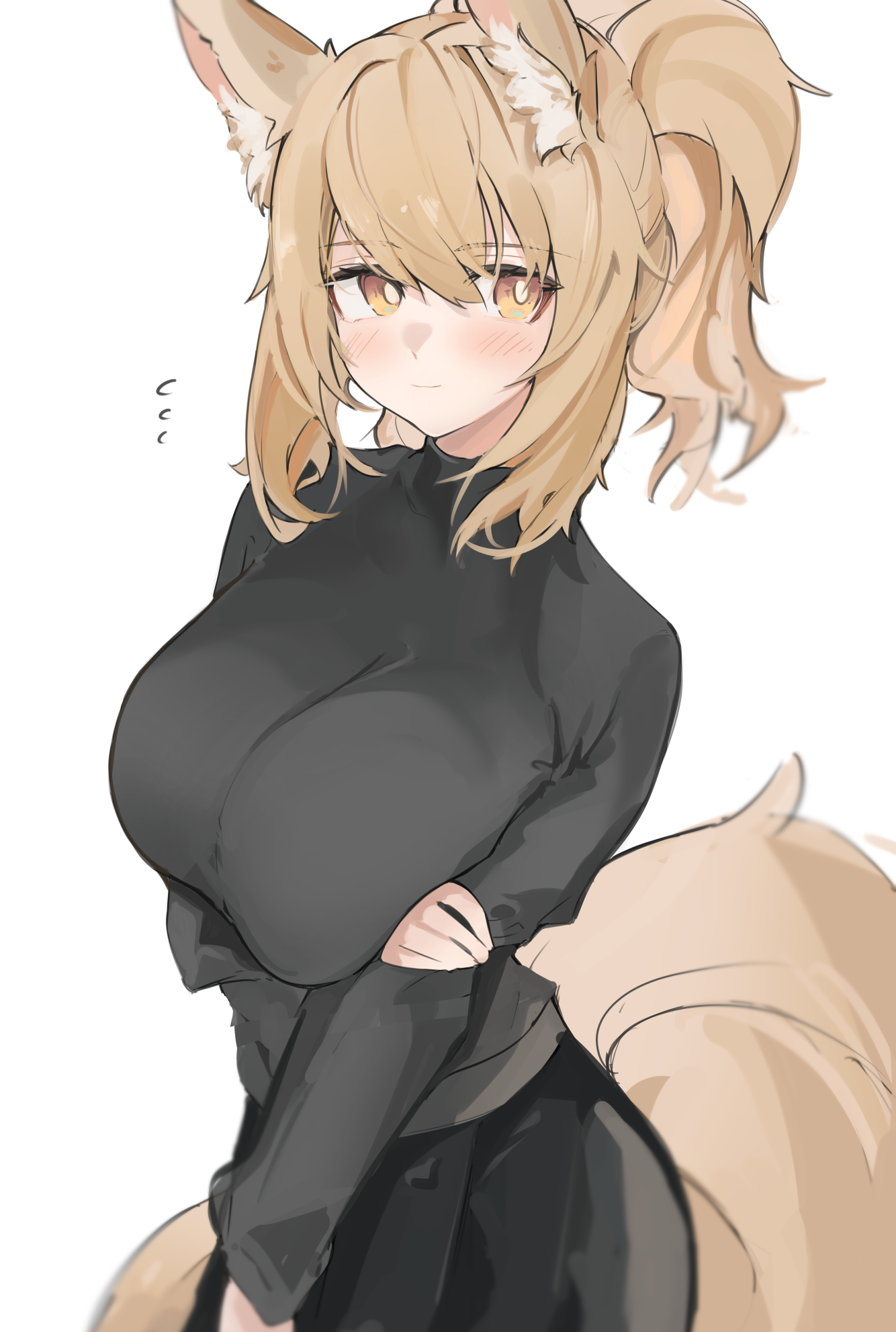 Anime 1334x1983 Mikojin Arknights anime girls wolf girls wolf ears wolf tail blonde yellow eyes portrait display