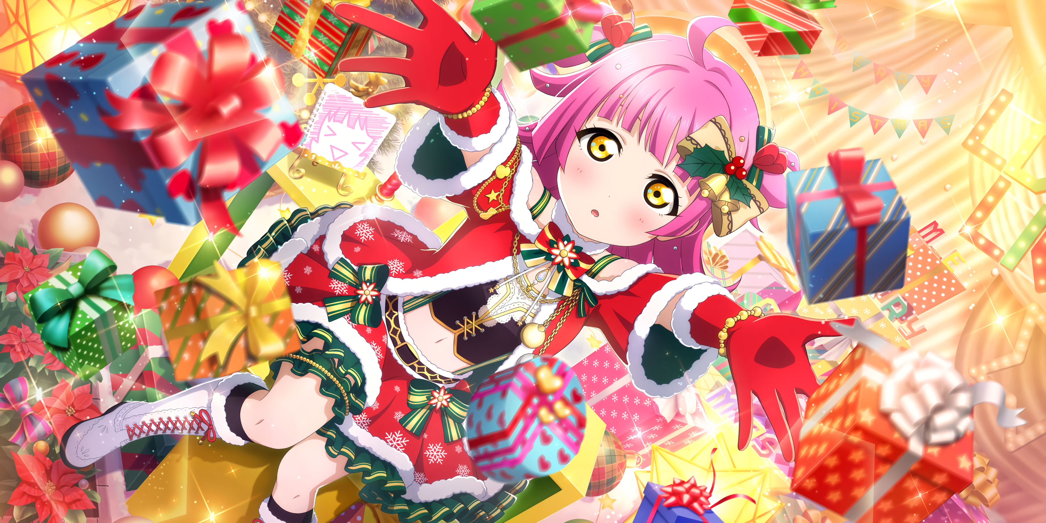 Anime 3600x1800 Tennoji Rina Love Live! Nijigasaki High School Idol Club Love Live! anime girls Christmas Christmas ornaments  Christmas presents Christmas clothes