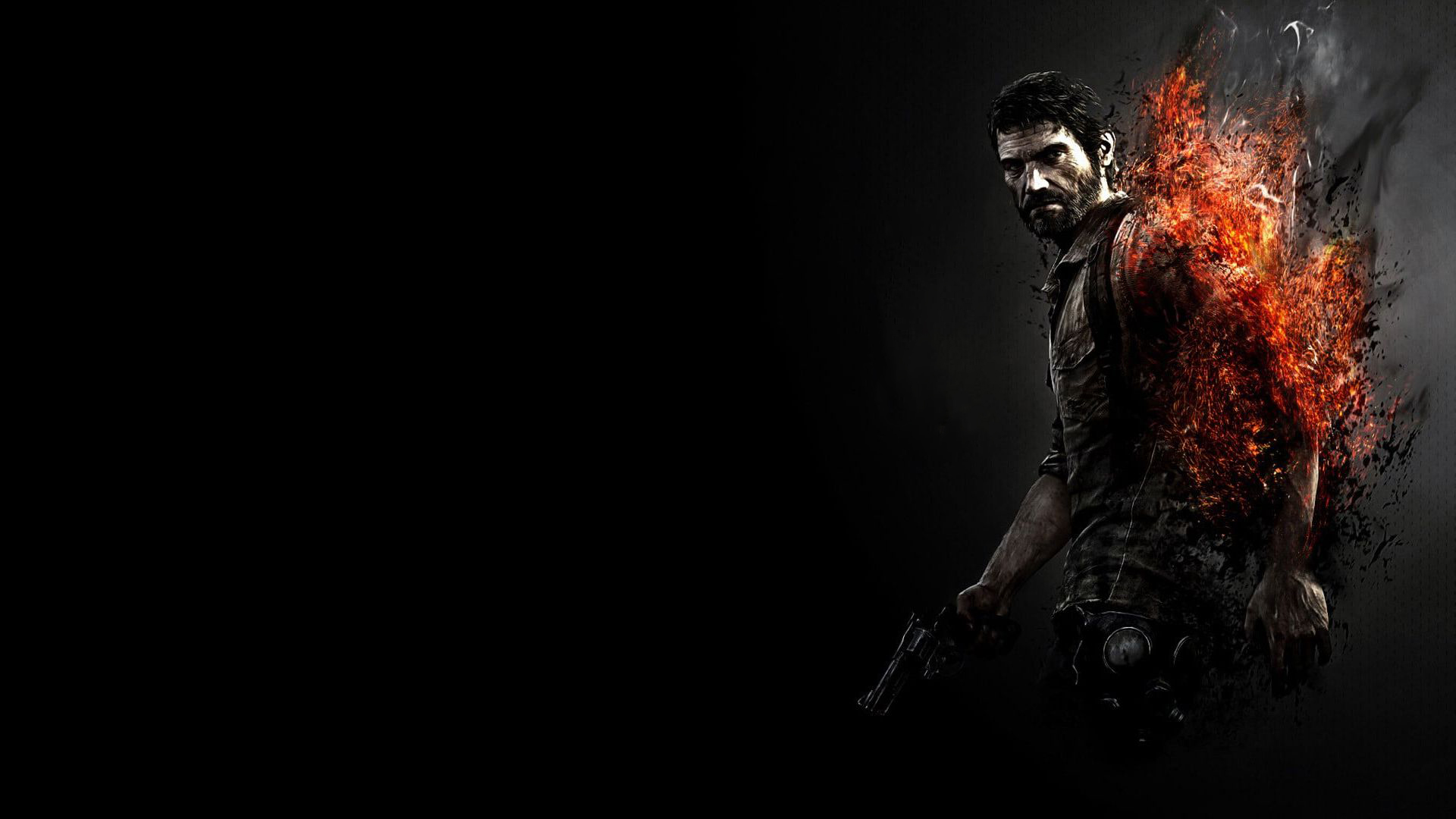General 1920x1080 The Last of Us Joel Miller black background video games PlayStation 3 video game art revolver monochrome video game characters simple background