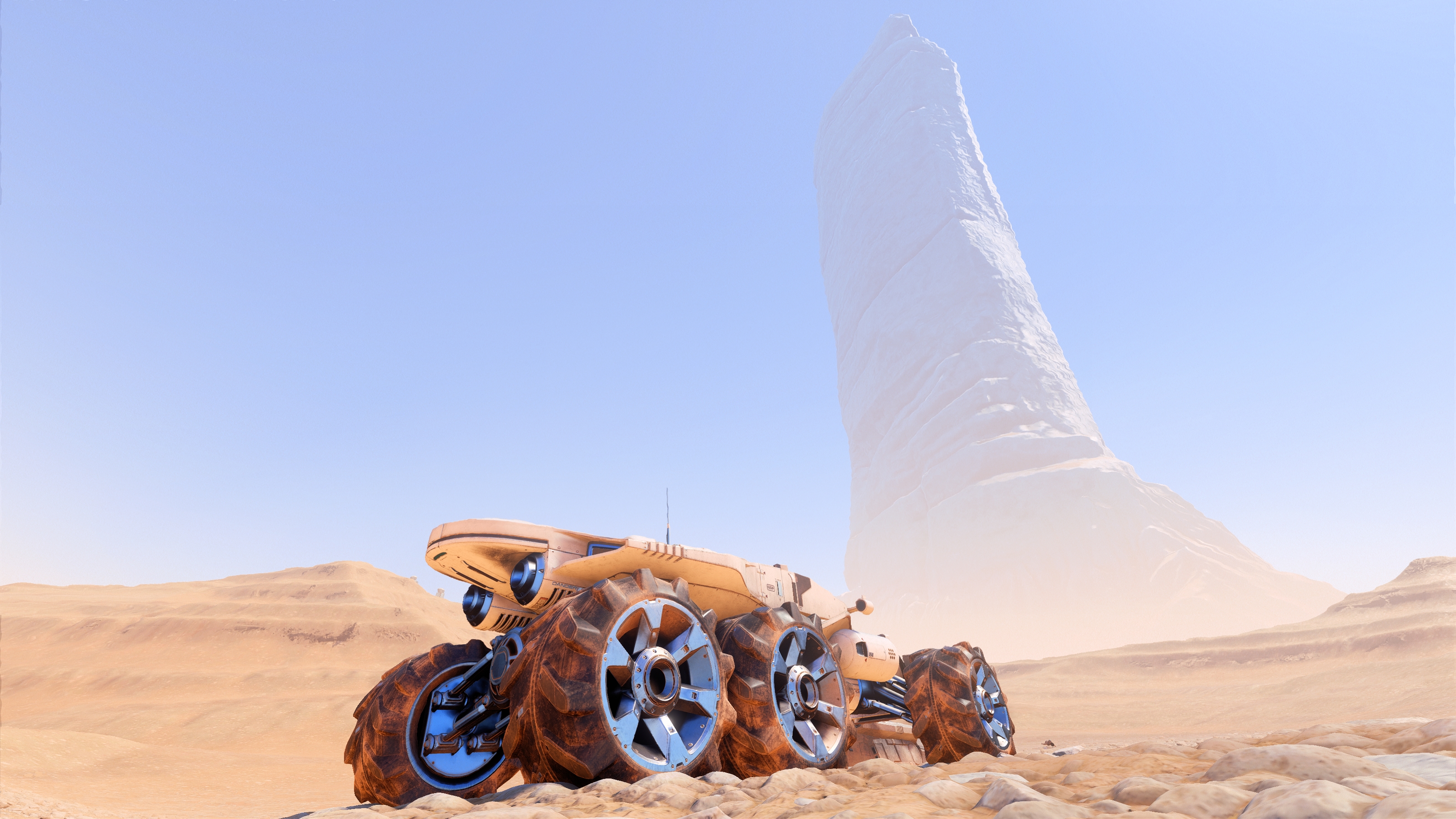 General 3200x1800 Mass Effect: Andromeda screen shot PC gaming video games Mass Effect video game art digital art wheels sky CGI vehicle sunlight