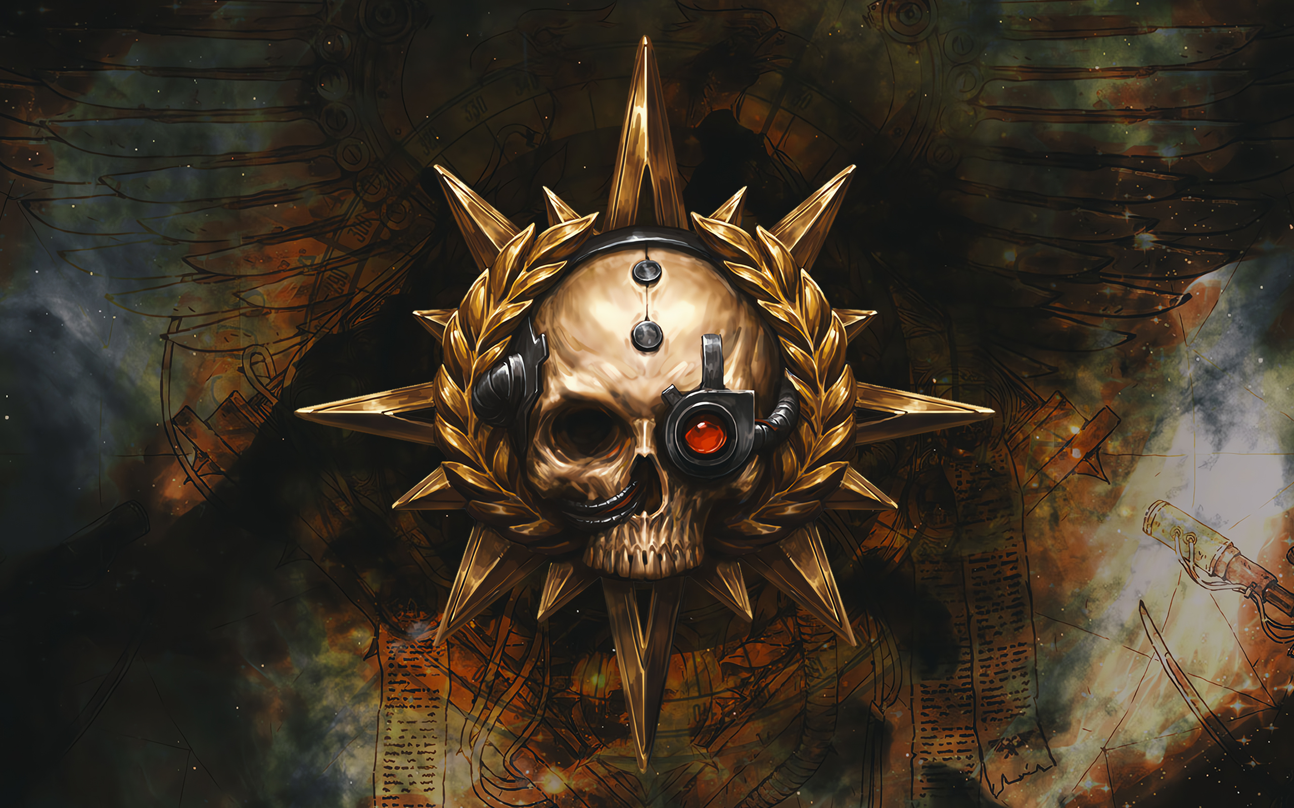 General 2560x1600 Warhammer 40,000 video game art digital art Rogue Trader video games simple background skull minimalism Warhammer