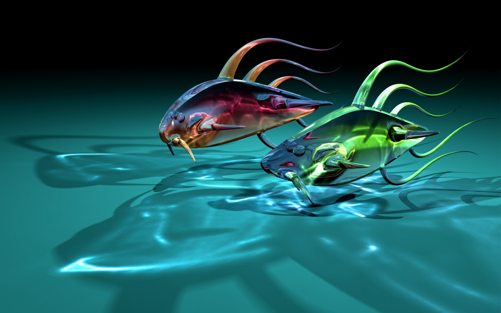 General 1680x1050 fish animals water digital art CGI swimming underwater