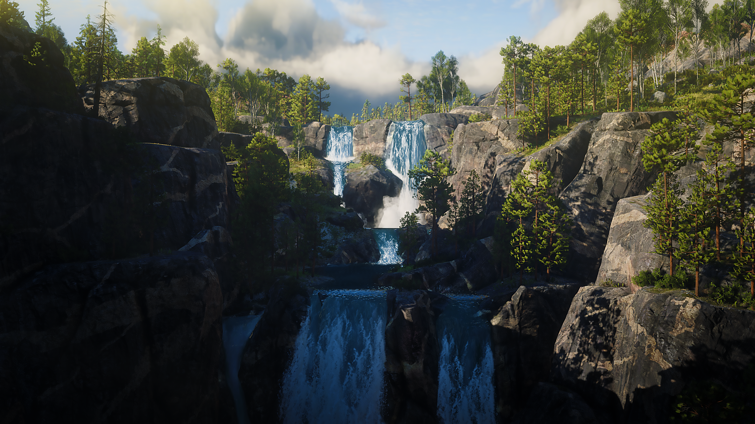 General 2560x1440 waterfall CGI Red Dead Redemption 2 nature spring mountains