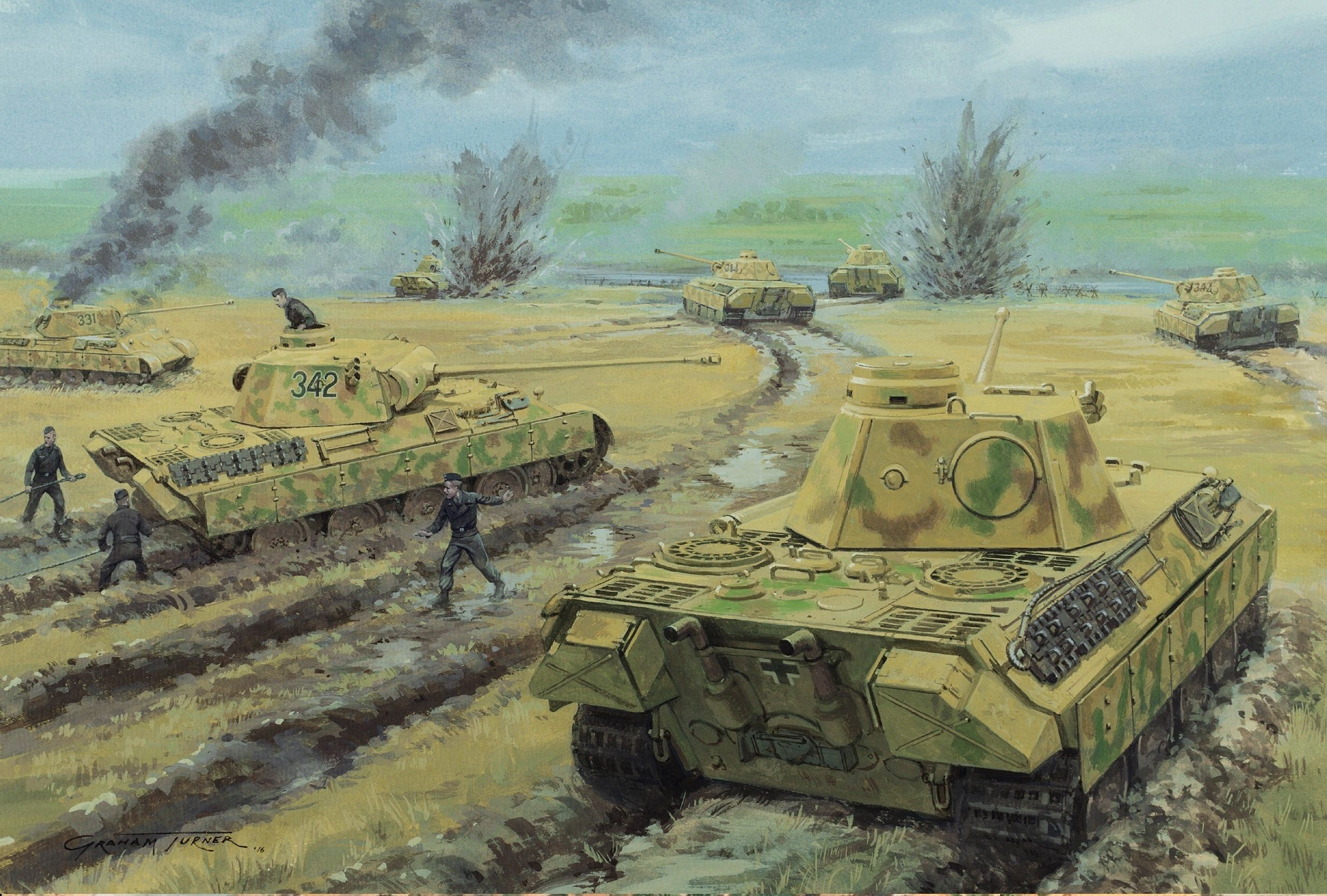 General 2477x1673 tank army military smoke war German tanks Panther tank World War II