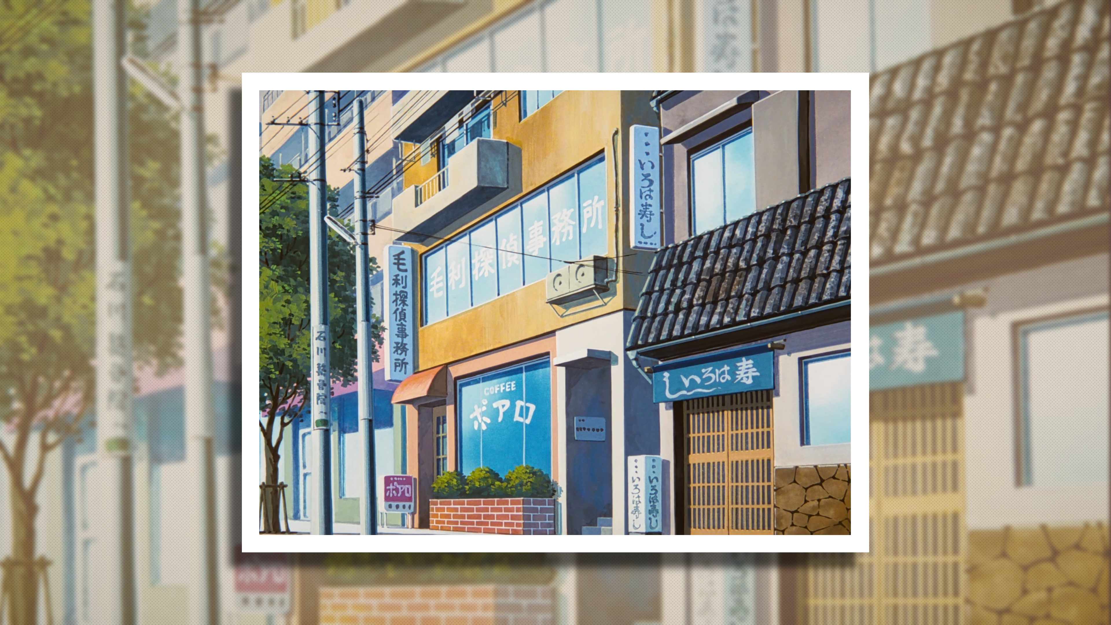 Anime 3840x2160 office Detective Conan minimalism window frames door trees street anime Anime screenshot air conditioning balcony lamp post