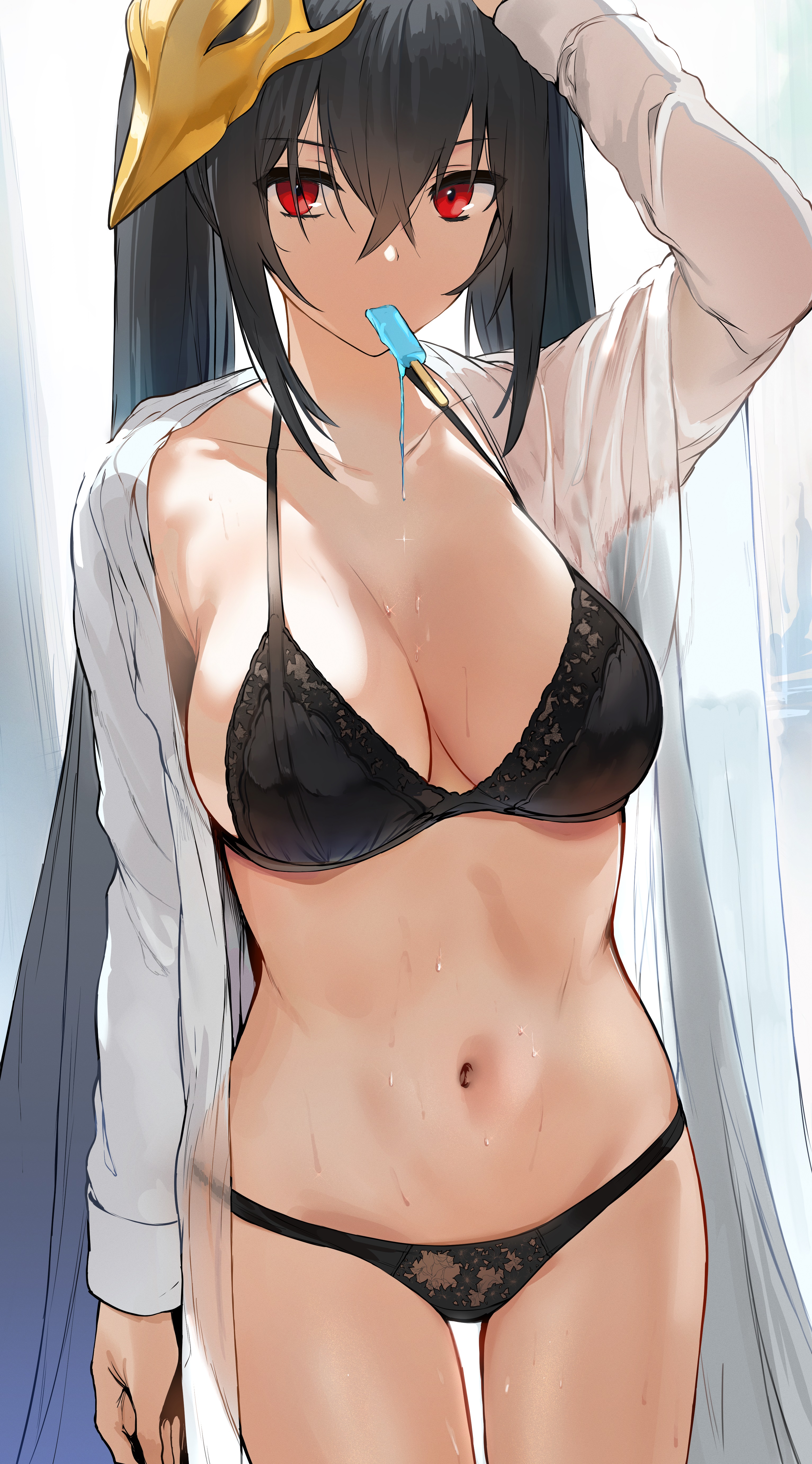 Anime 3066x5529 anime anime girls popsicle red eyes twintails underwear big boobs Taihou (Azur Lane)