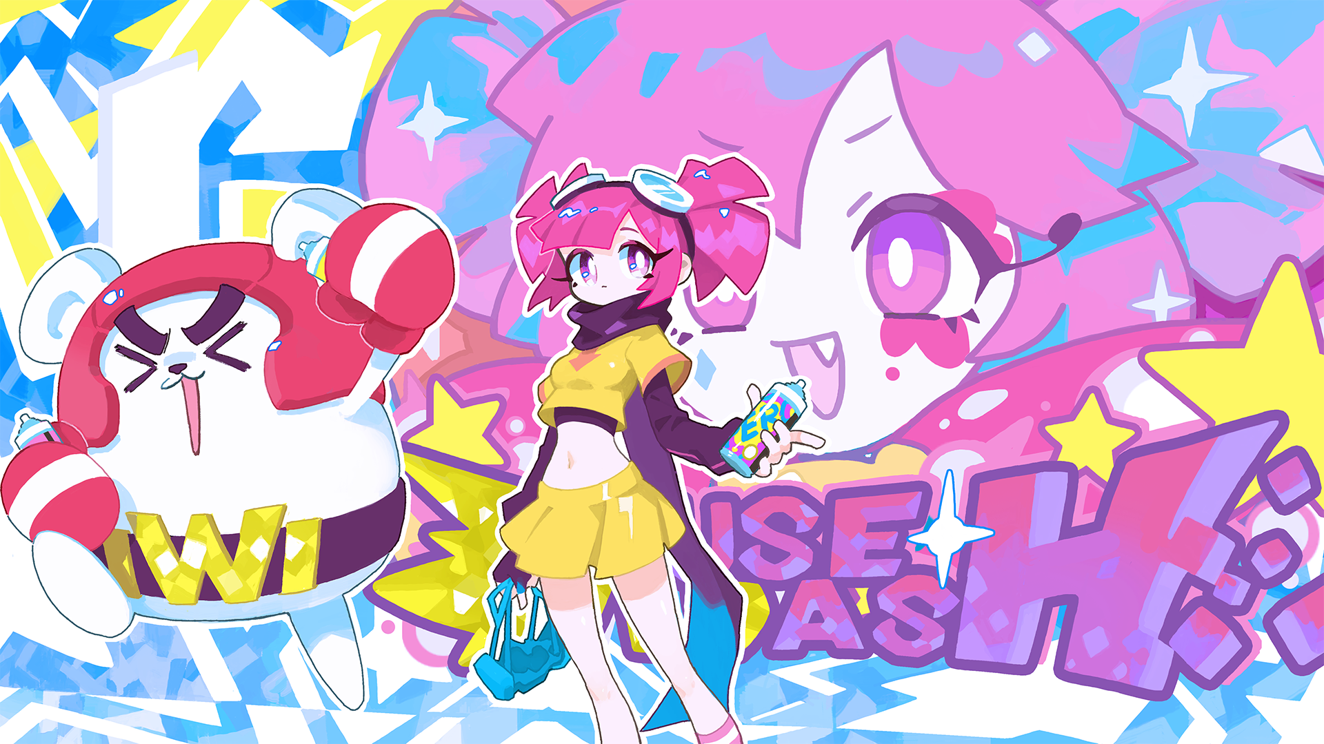 Anime 1920x1080 MuseDash anime girls Kawai (artist) music colorful spray can