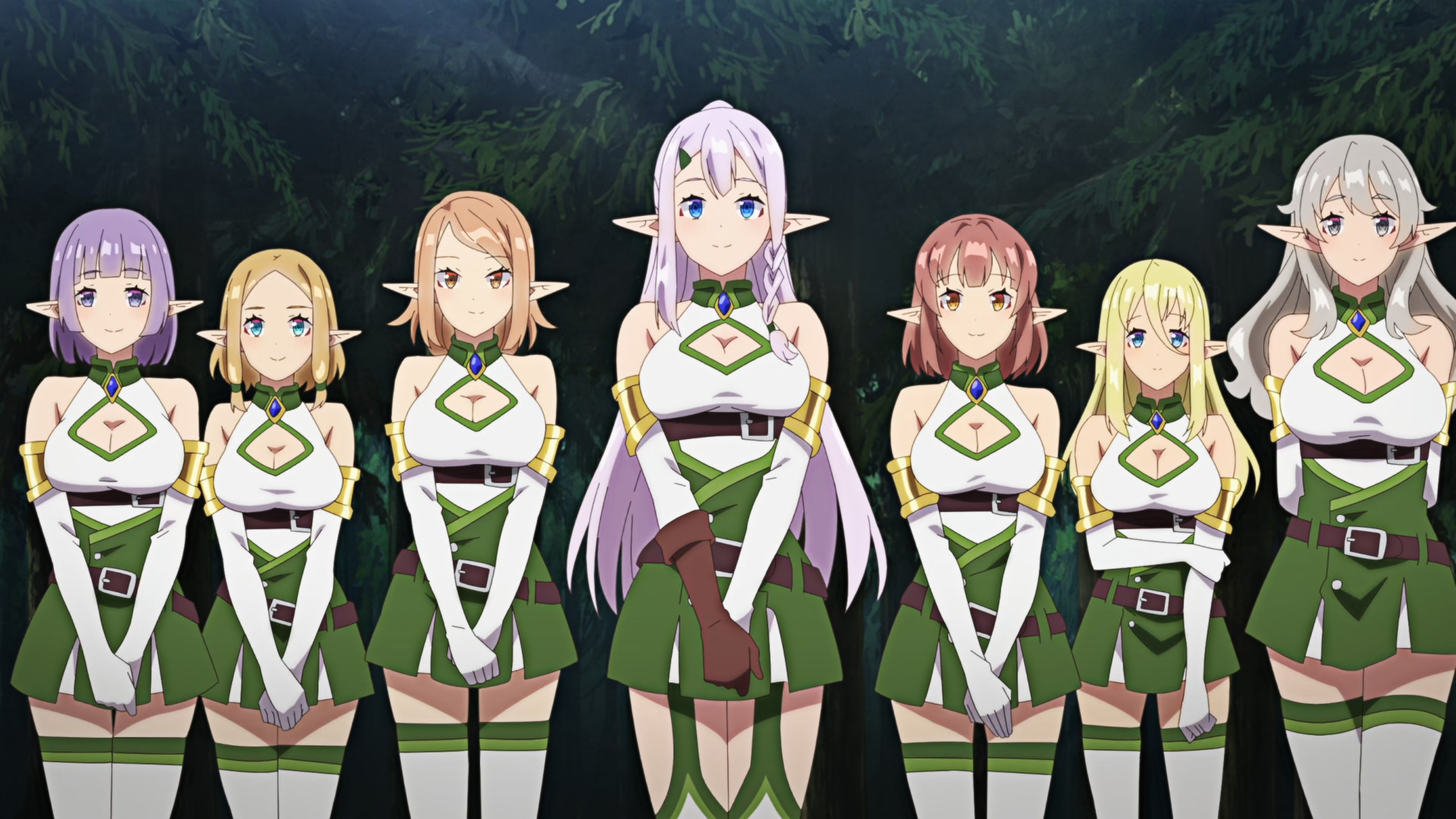 Anime 2560x1440 Farming Life In Another World anime anime girls elves anime screenshot stockings cleavage cutout