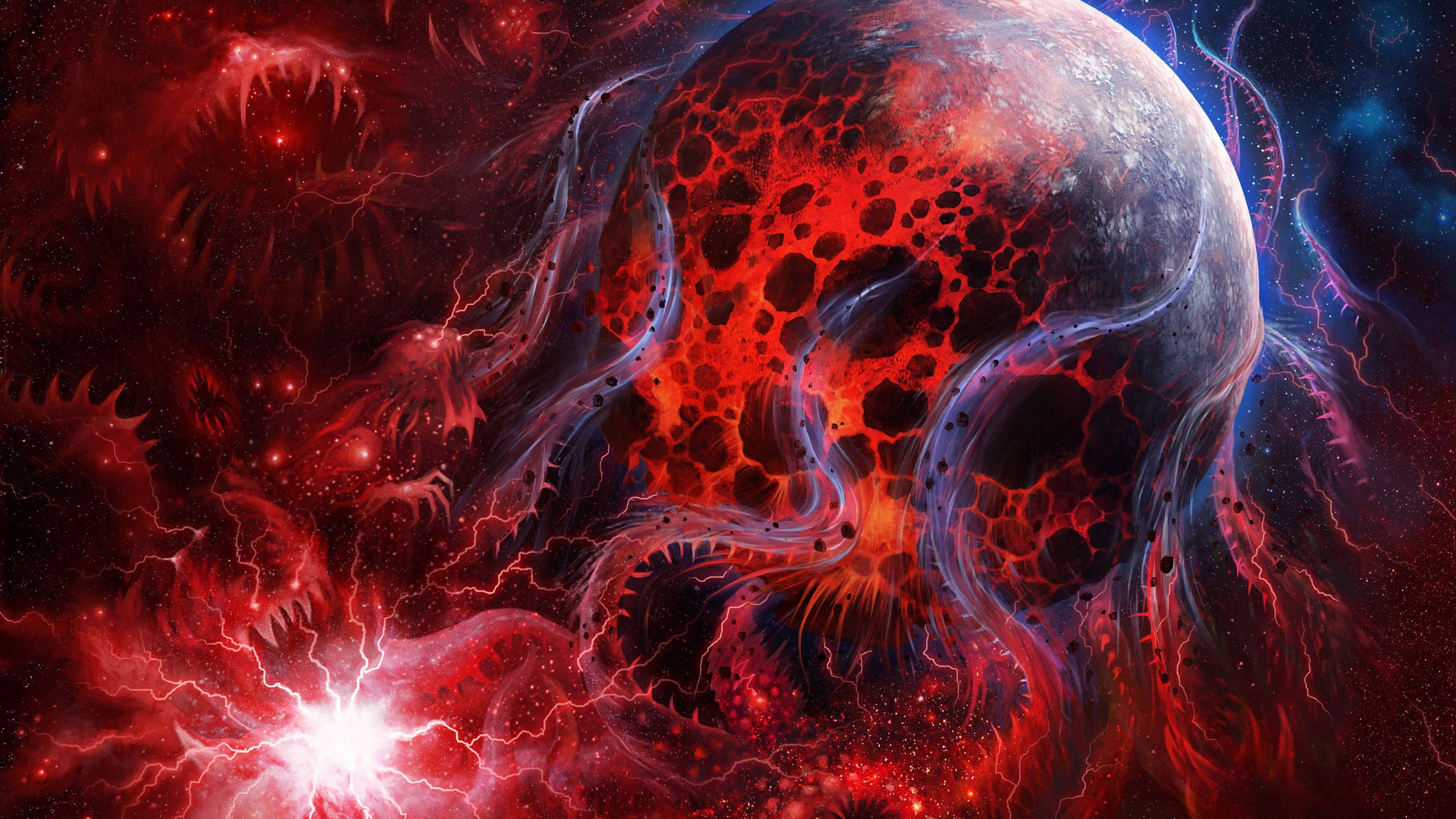 General 2560x1440 space space art aliens H. P. Lovecraft red