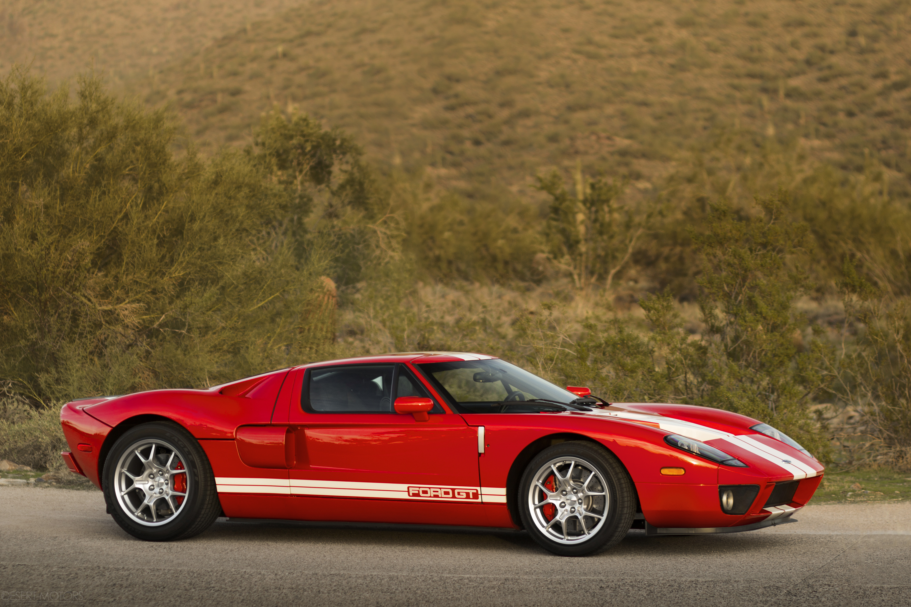 General 3840x2561 Ford GT red cars desert American cars car supercars Ford Ford GT mk I racing stripes