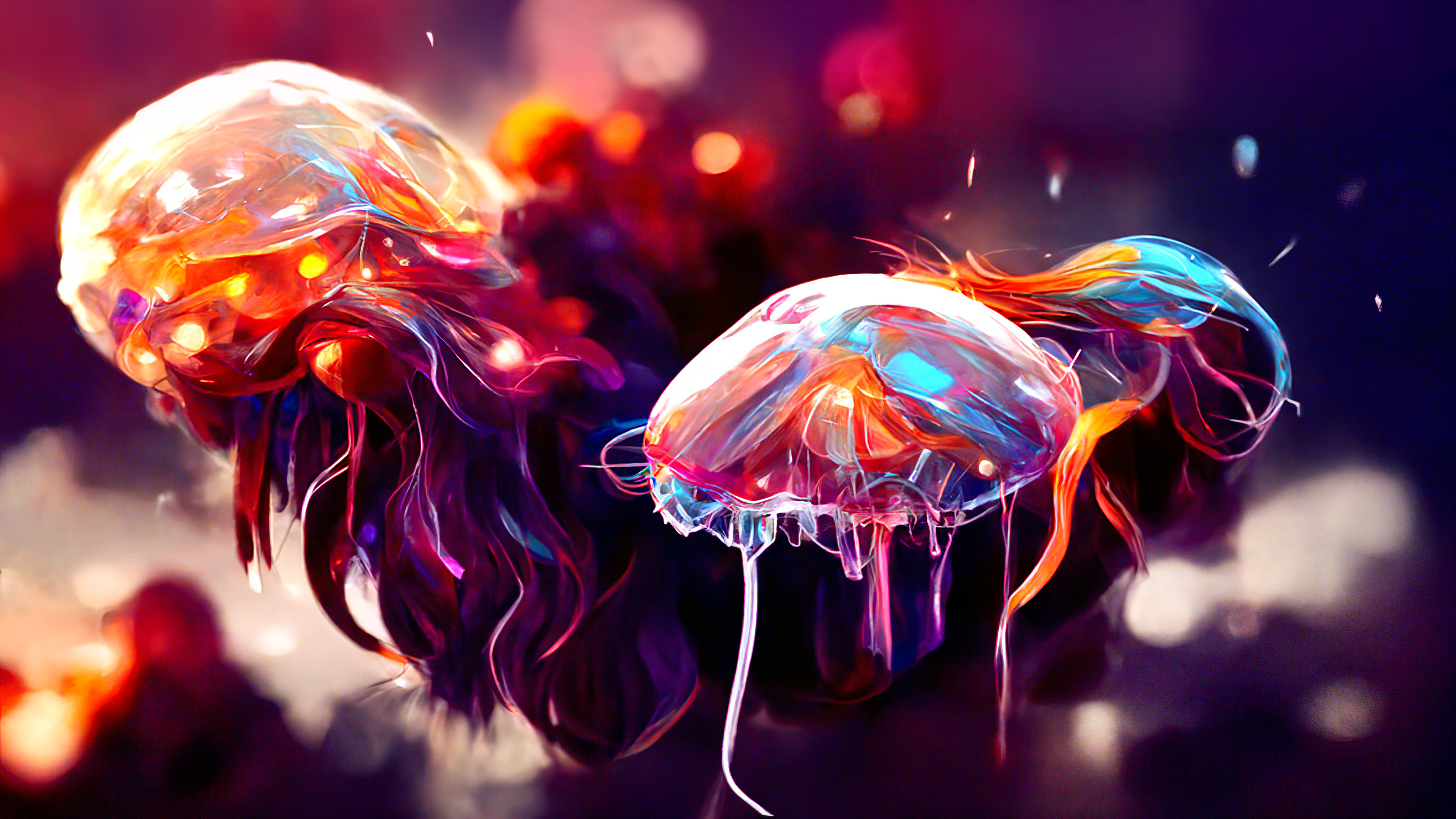 General 3840x2160 digital art colorful jellyfish