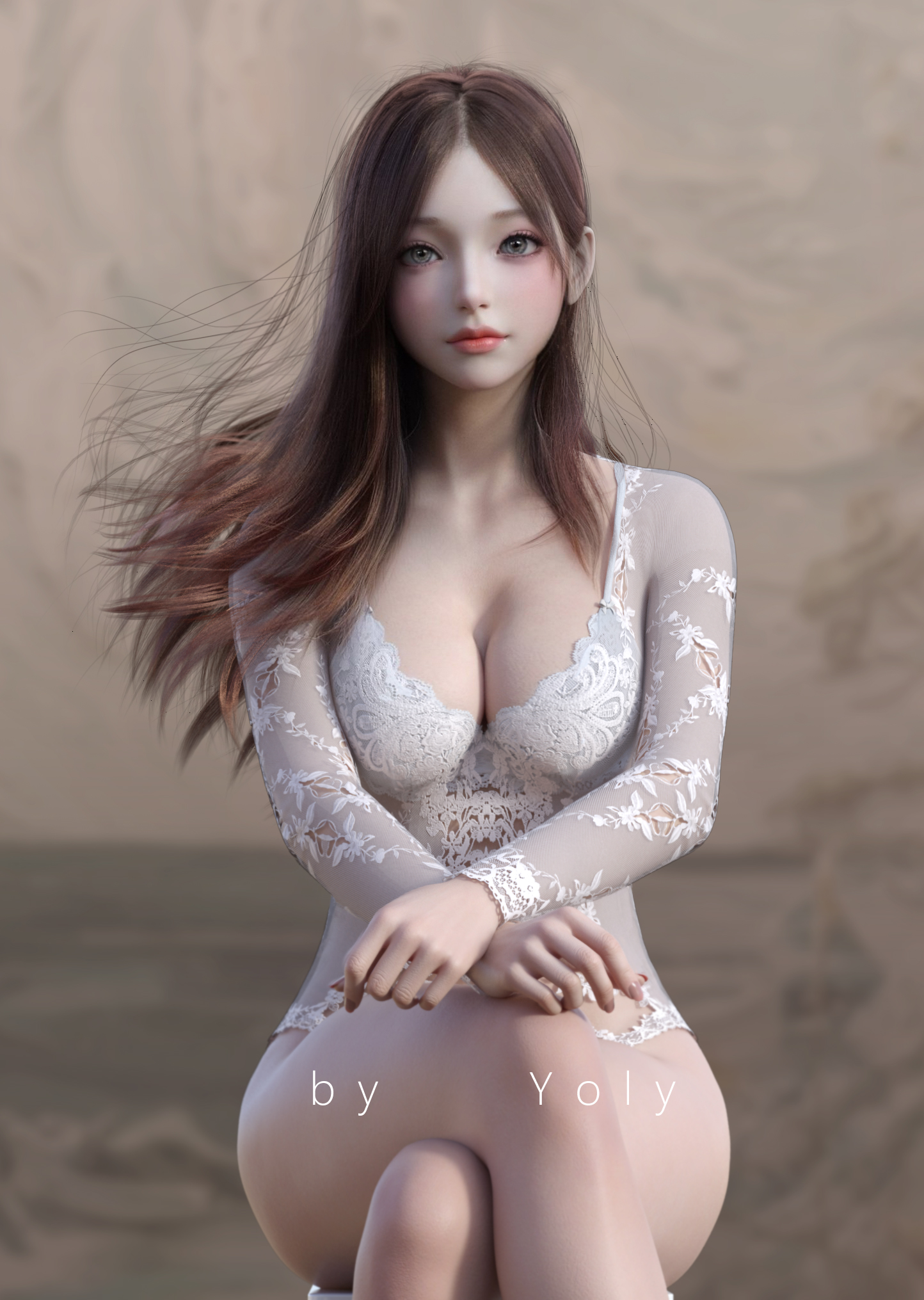 General 1444x2031 CGI digital art women women indoors long hair Asian Yoly