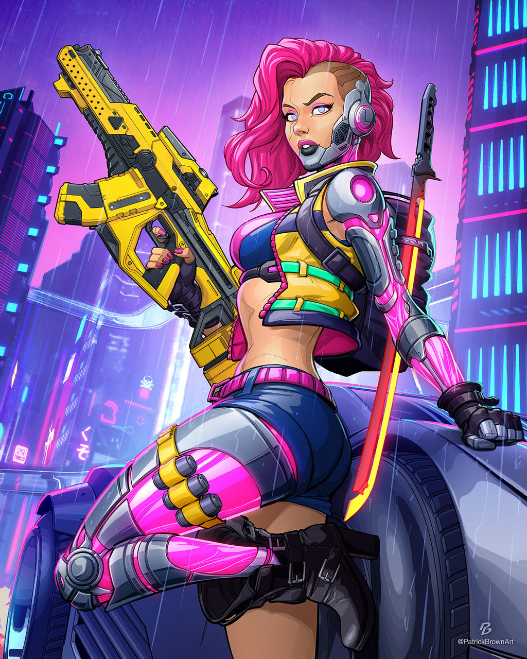 General 1024x1280 cyberpunk artwork science fiction science fiction women colorful women girls with guns