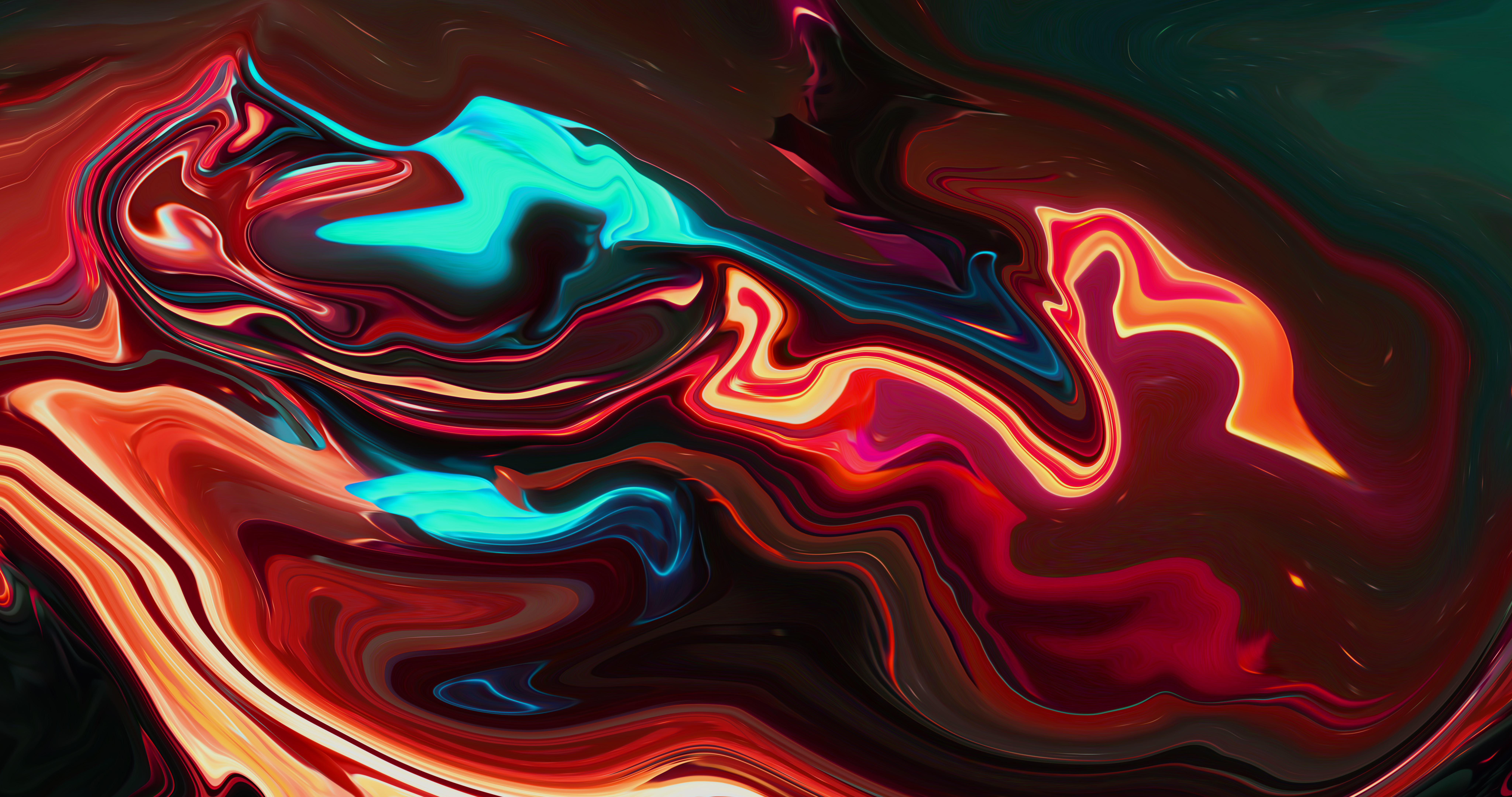 General 8192x4320 abstract shapes fluid liquid artwork digital art paint brushes neon 8 K red volcano