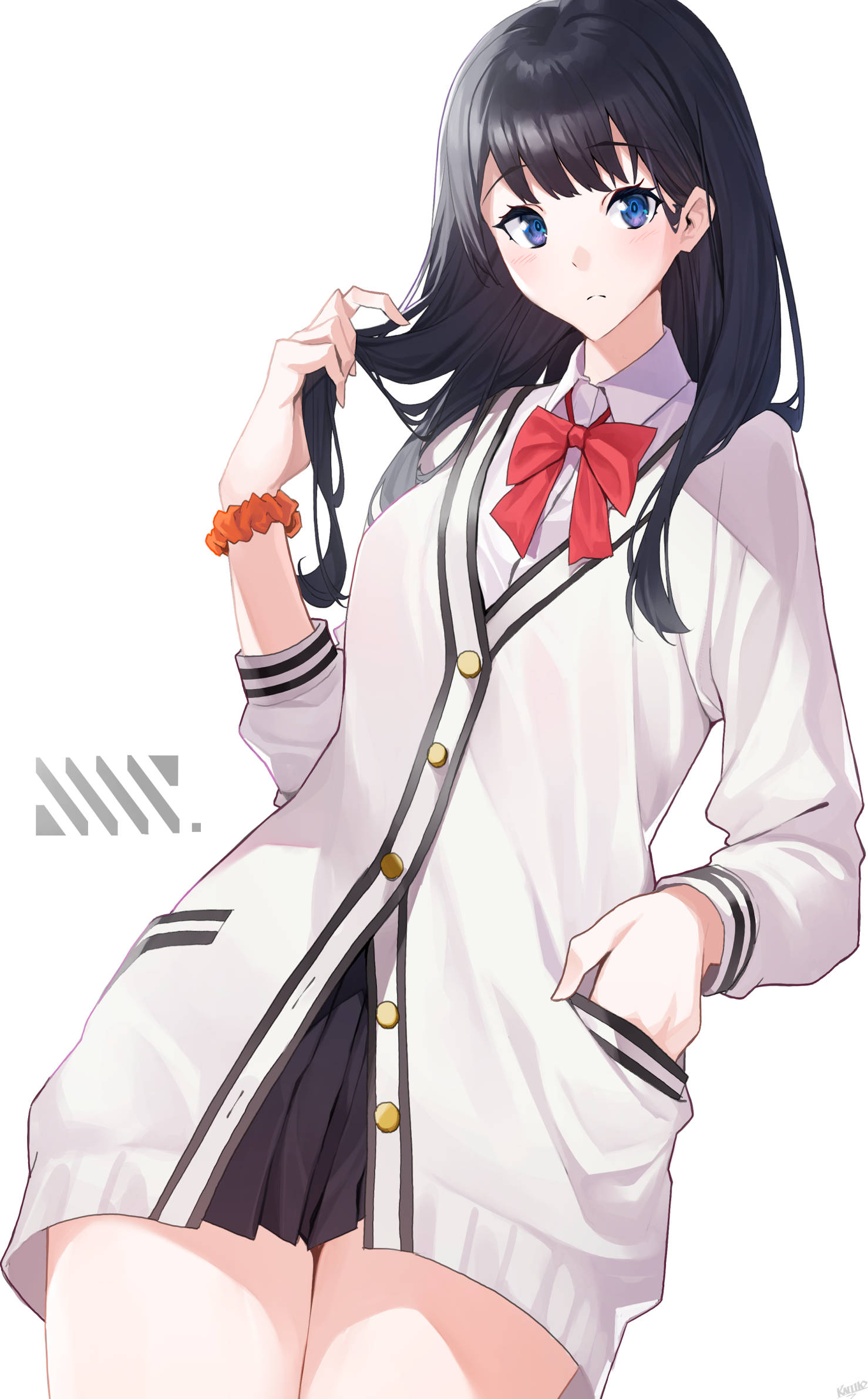 Anime 1478x2381 anime anime girls SSSS.GRIDMAN Takarada Rikka long hair dark hair school uniform artwork digital art fan art
