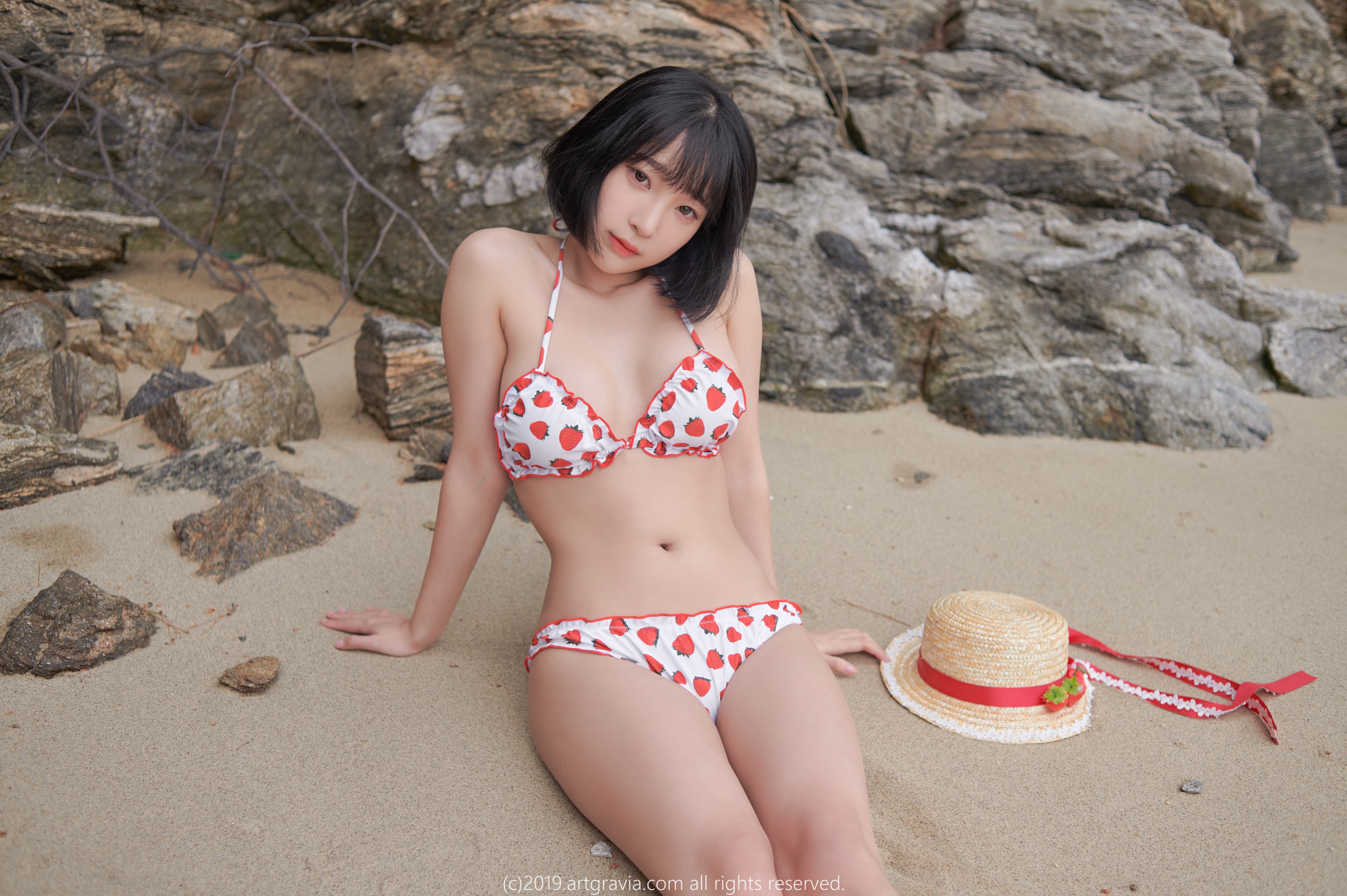 People 3840x2555 Jiang Ren Qing ArtGravia Korean women dark hair Asian women curvy looking at viewer bikini swimwear
