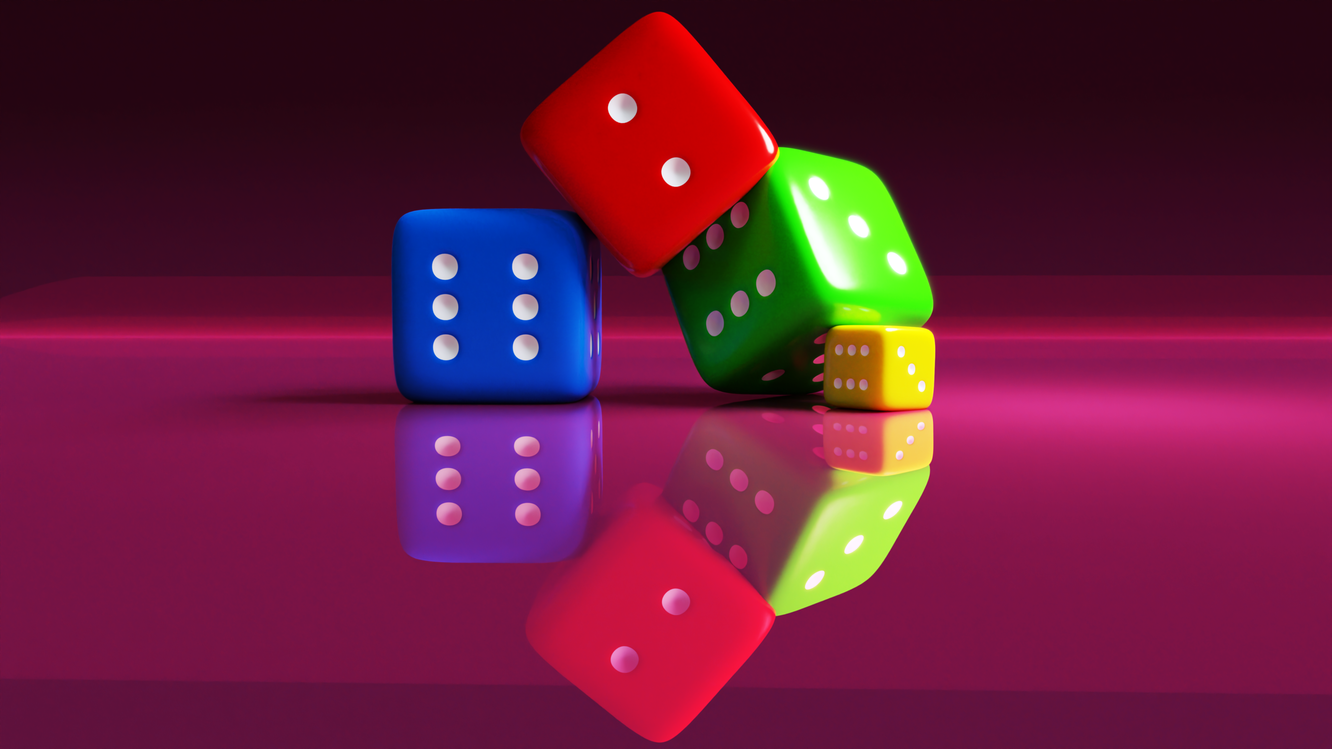 General 4512x2538 dice 3D 3D Abstract Blender minimalism simple background dots reflection