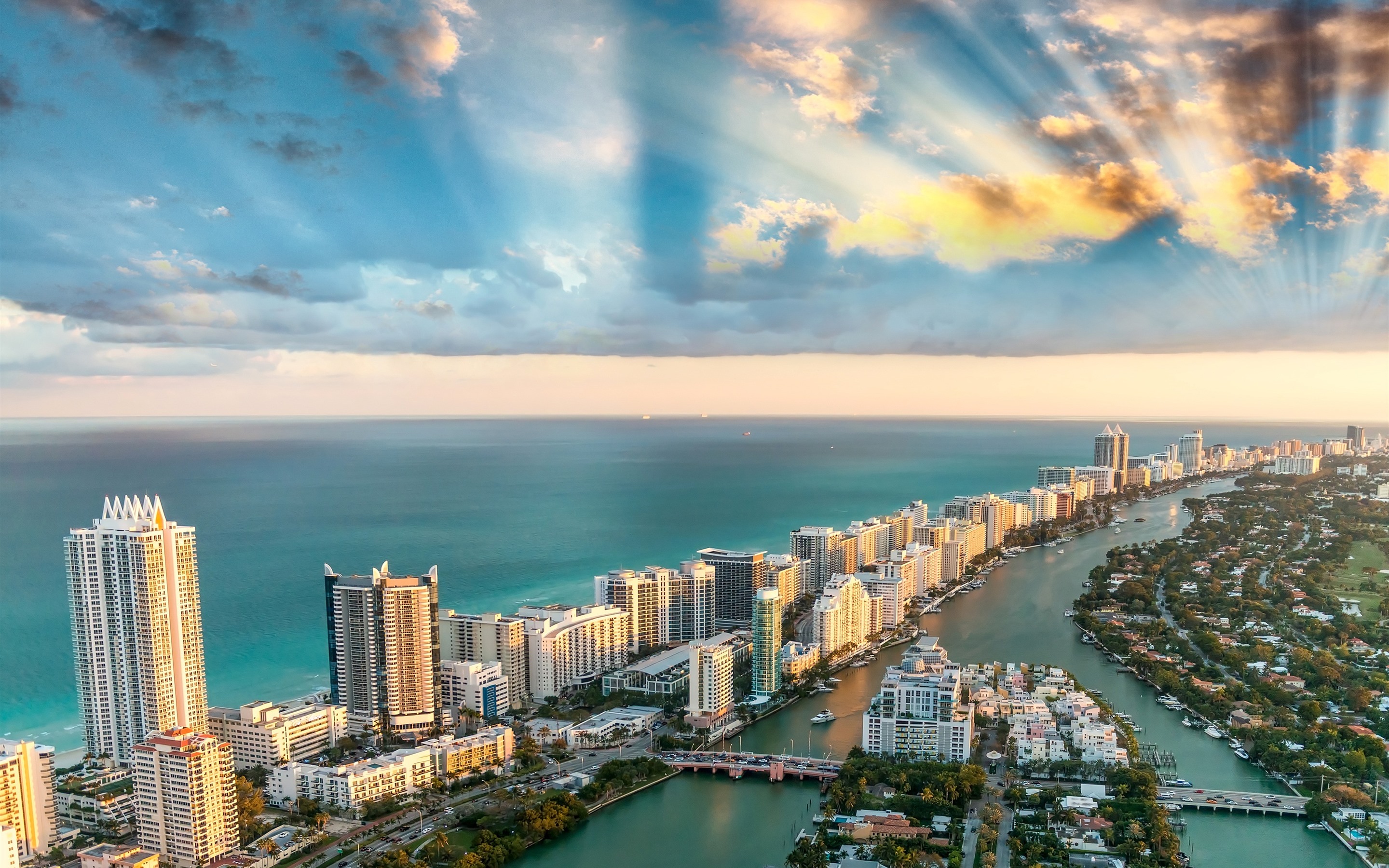General 2880x1800 Miami Florida sea sky clouds cityscape landscape