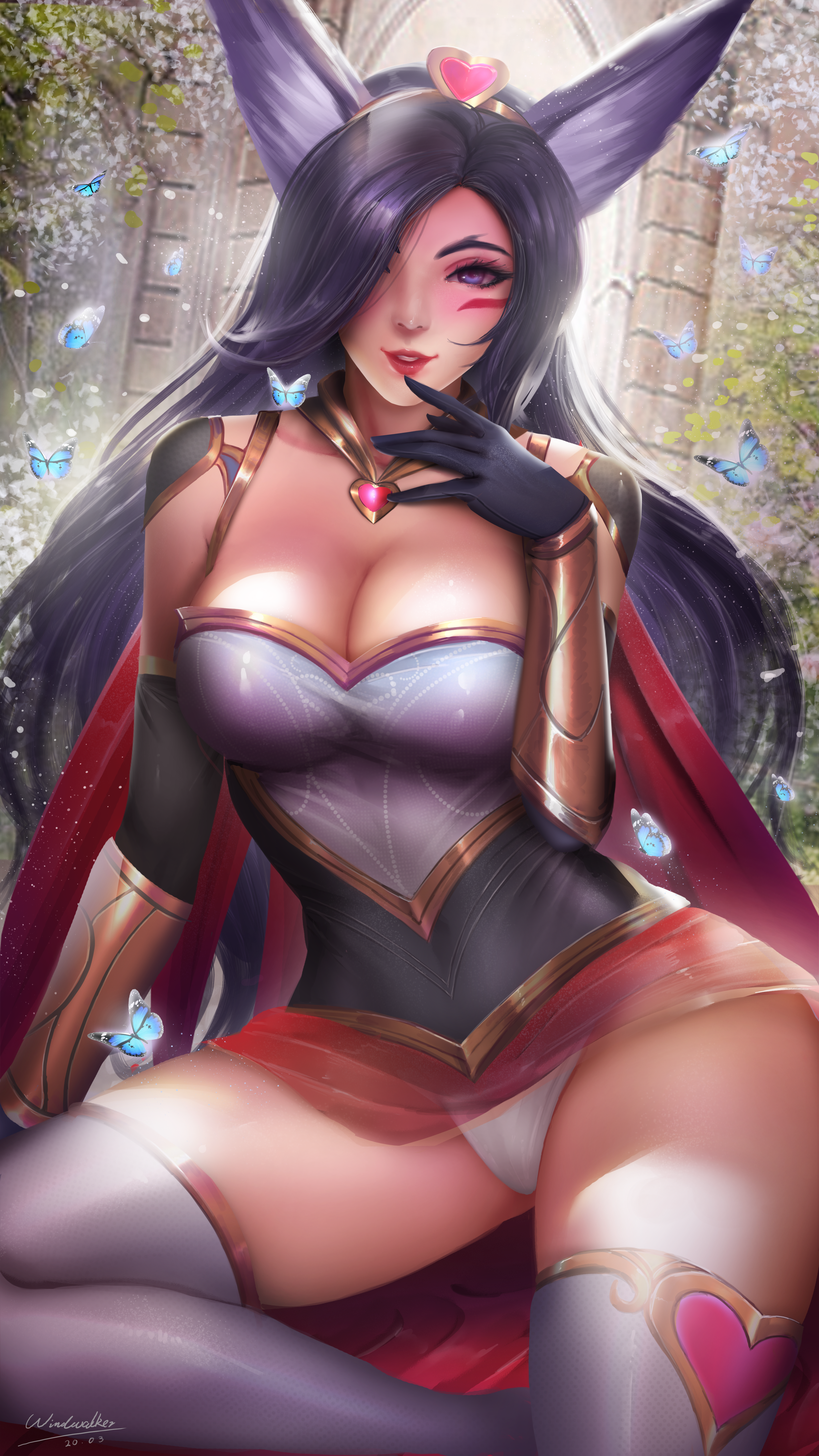 General 3080x5476 Xayah (League of Legends) League of Legends video games video game girls video game characters fantasy girl looking at viewer cleavage underwear panties thick thigh curvy 2D artwork drawing illustration fan art Windwalker Ture