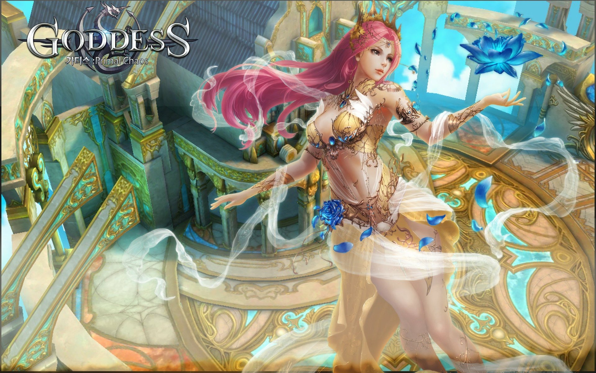 General 1920x1203 Goddess: Primal Chaos PC gaming video game girls fantasy art fantasy girl pink hair long hair boobs belly looking away