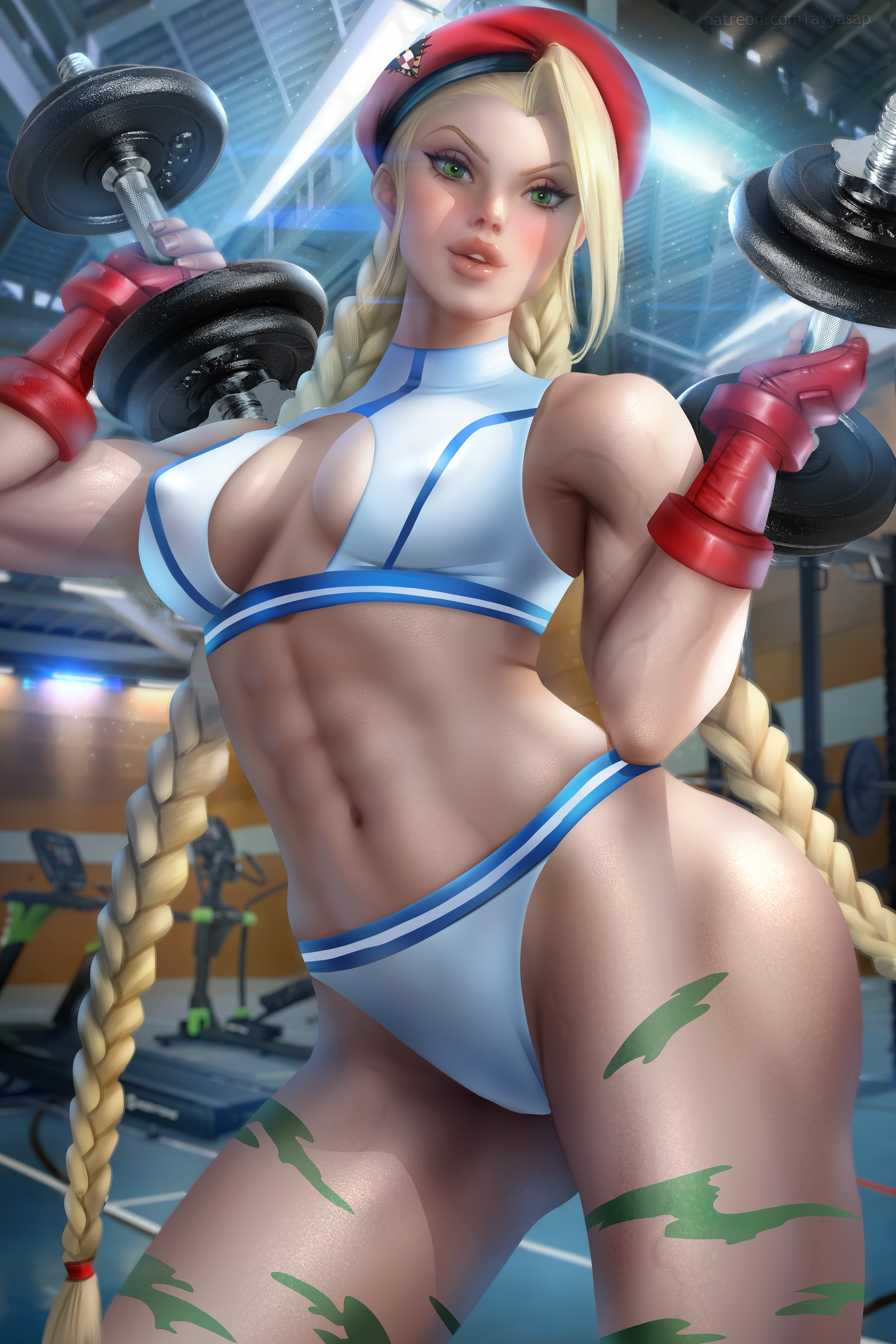 General 4800x7200 illustration artwork digital art drawing fan art fantasy art fantasy girl women portrait portrait display Ayya Saparniyazova lingerie belly belly button Cammy White Street Fighter video games video game girls video game art video game characters blonde cleavage looking at viewer