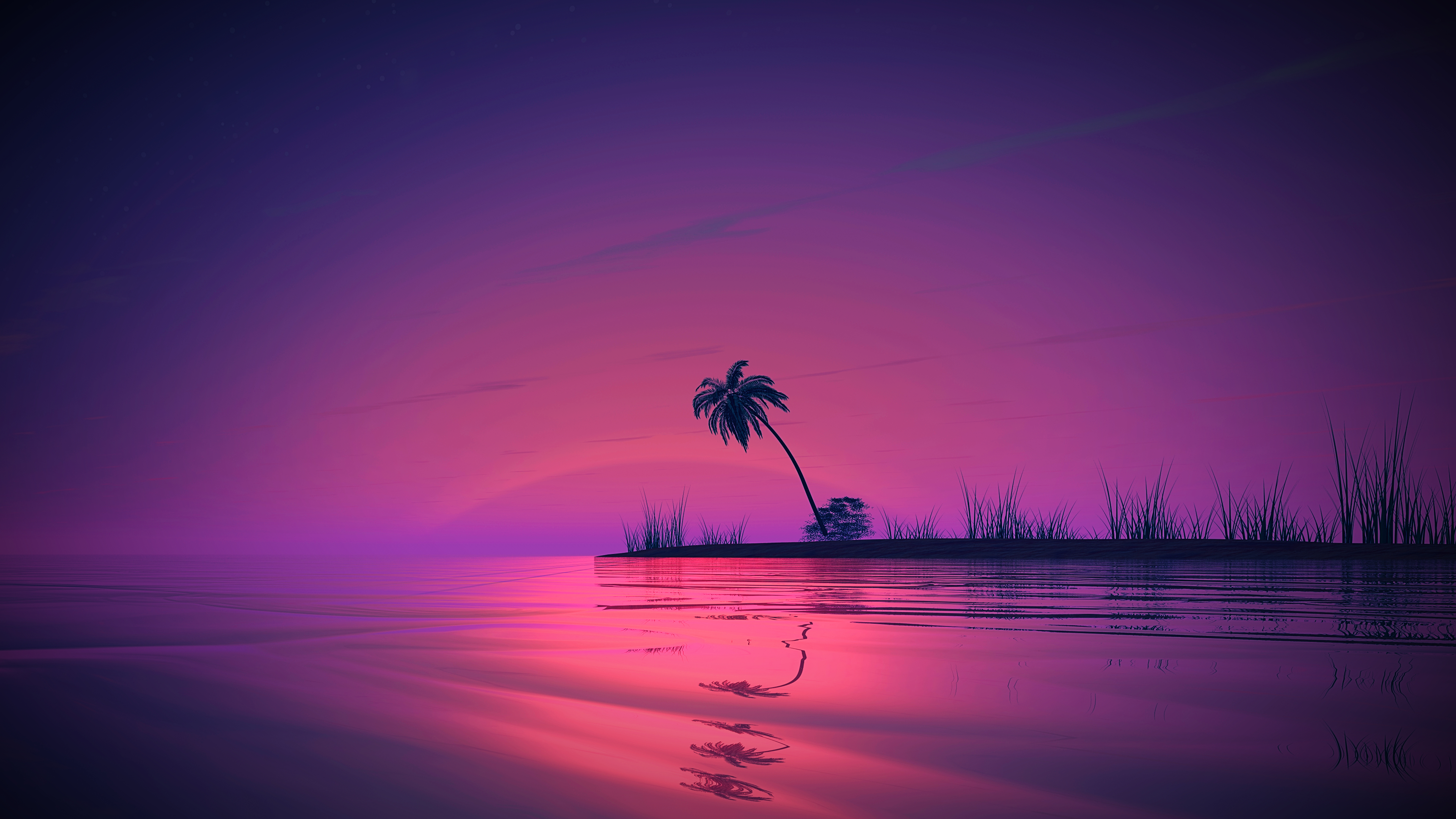 General 3840x2160 sunset reflection landscape palm trees nature