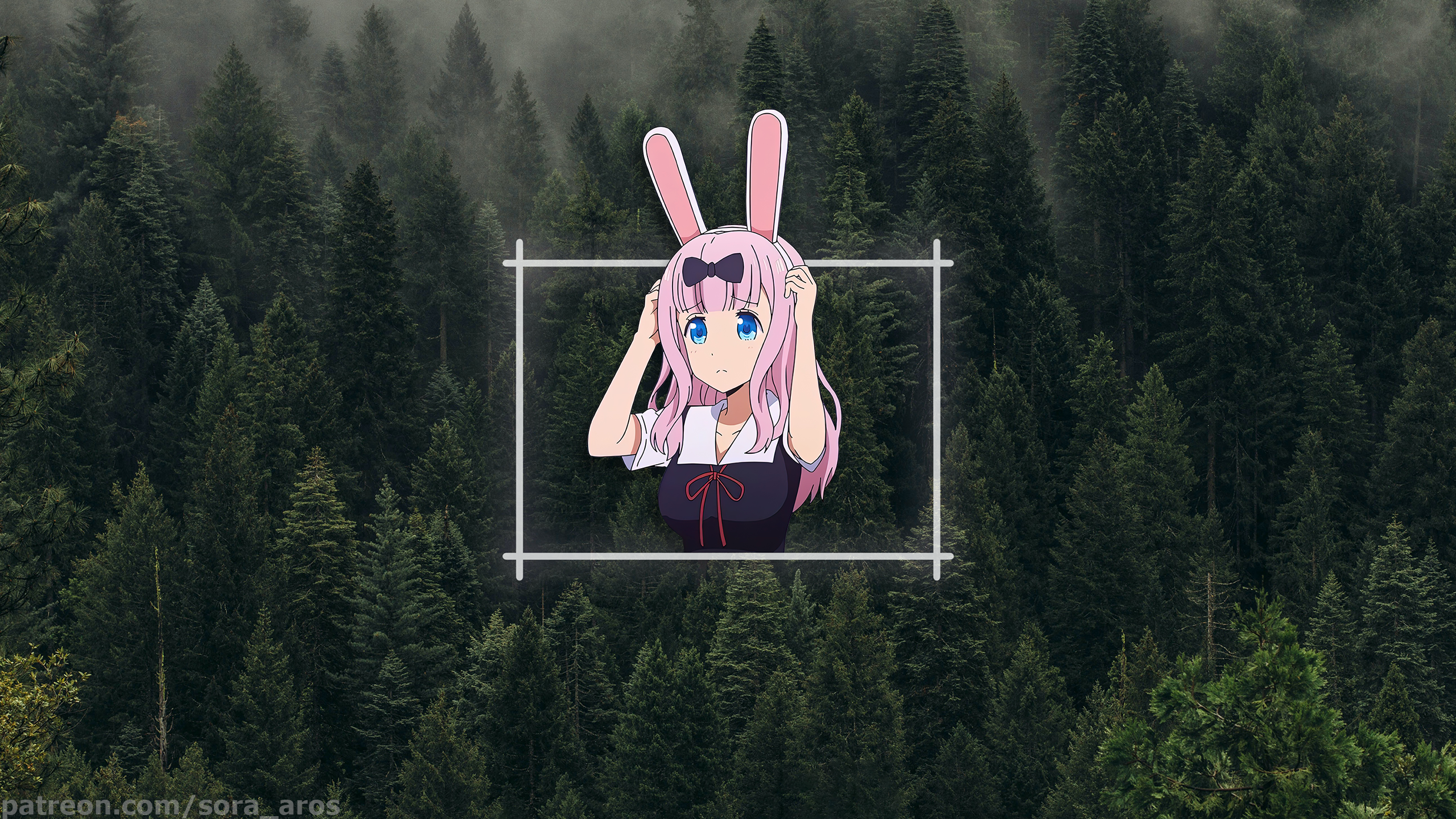 Anime 2559x1440 Chika Fujiwara forest spruce anime girls picture-in-picture