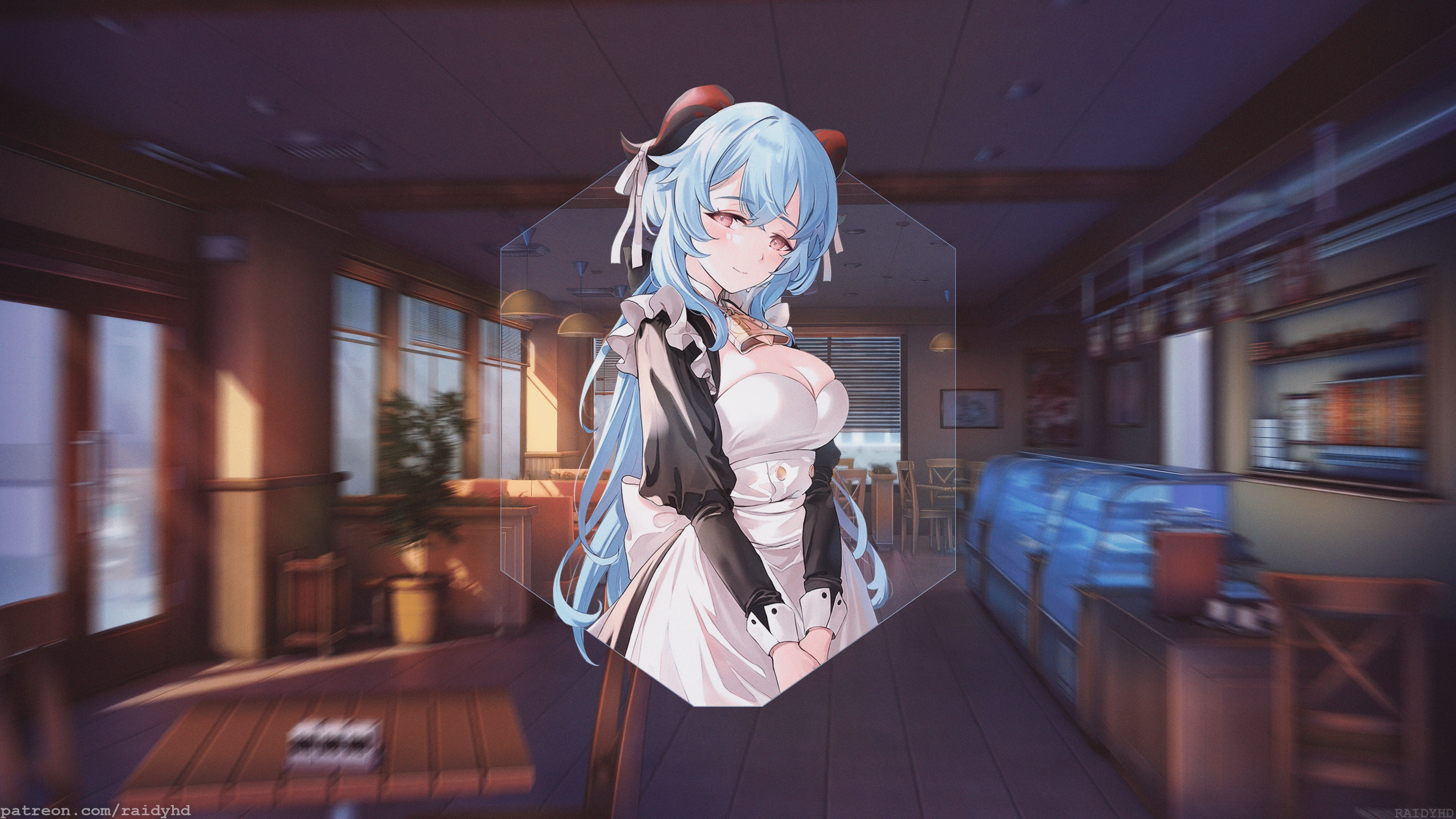 Anime 3840x2160 Ganyu (Genshin Impact) Genshin Impact anime anime girls picture-in-picture maid outfit