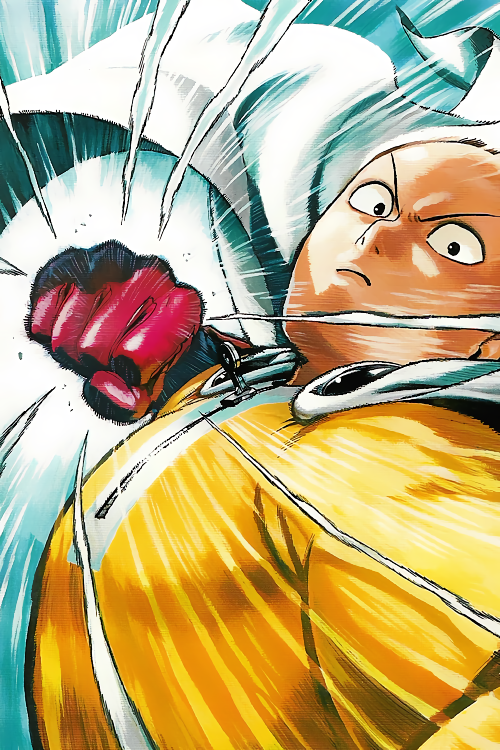 Anime 1000x1500 One-Punch Man Saitama red gloves yellow manga anime
