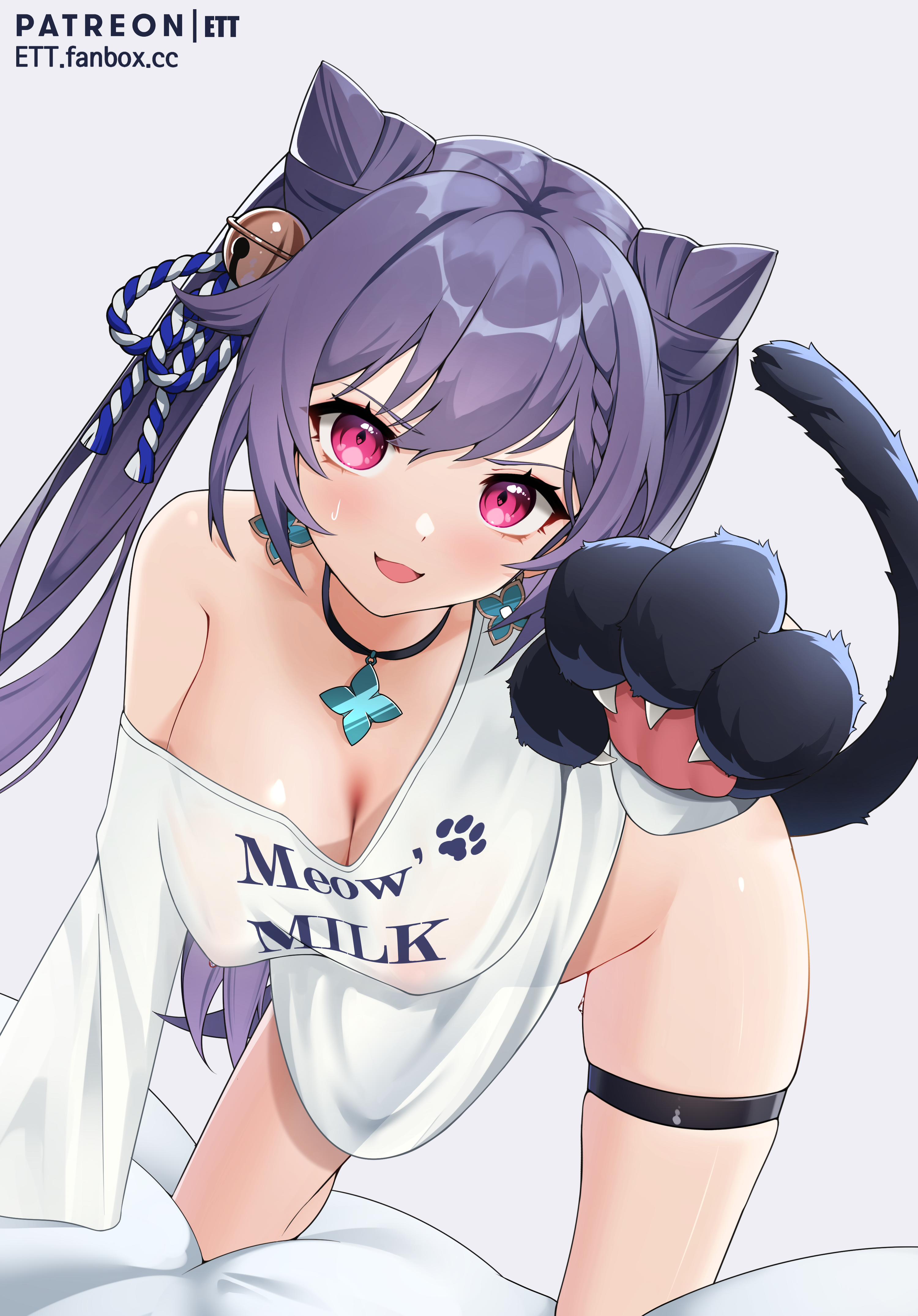 Anime 3000x4300 Genshin Impact Keqing (Genshin Impact) anime girls cat girl ETT cleavage bottomless