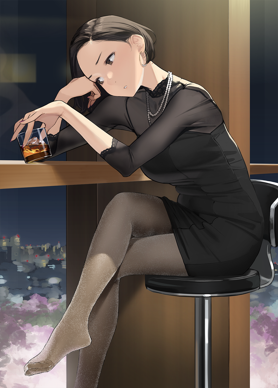 Anime 930x1300 anime anime girls drink original characters short hair portrait display yomu whiskey